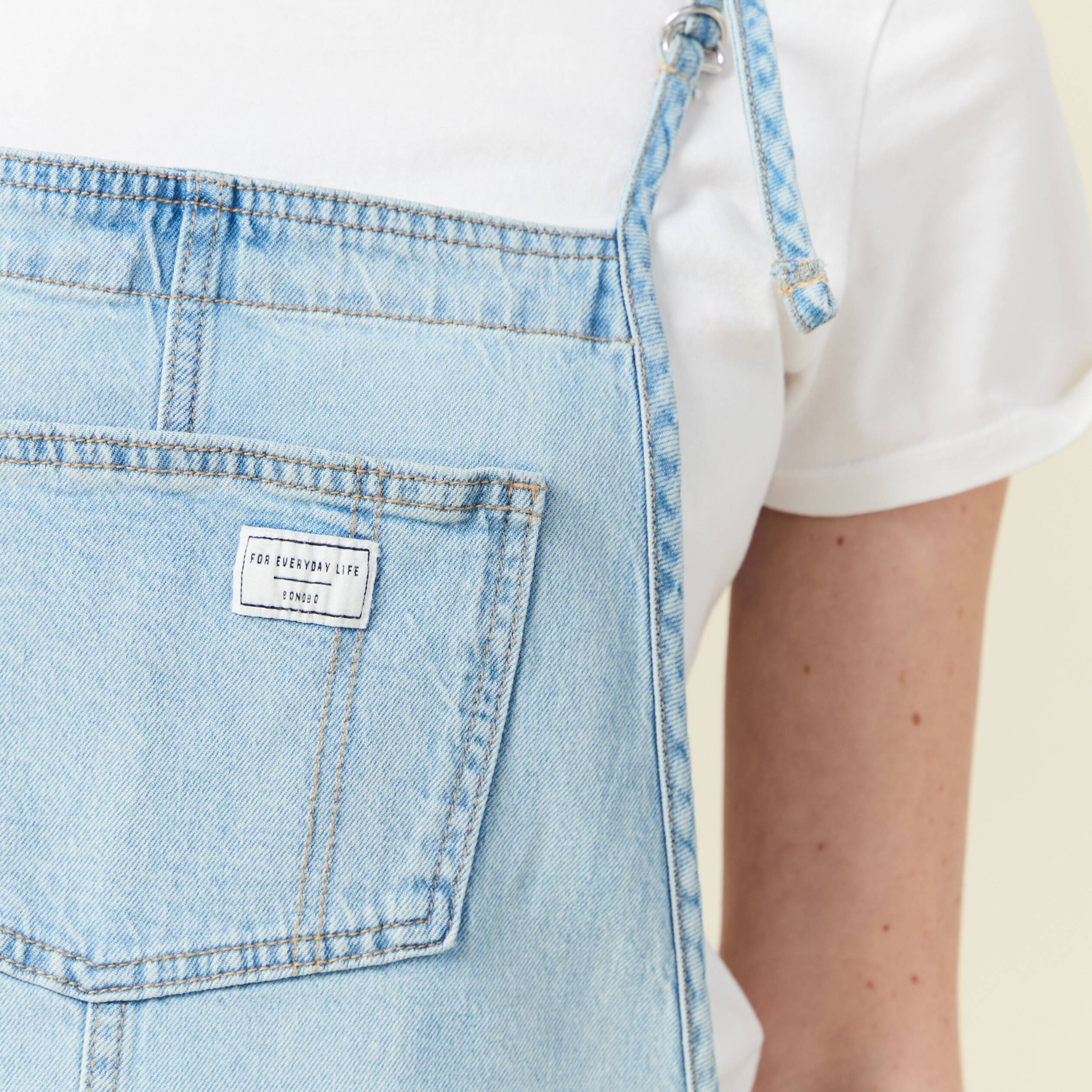 Salopette droite en jean denim used femme Vibs