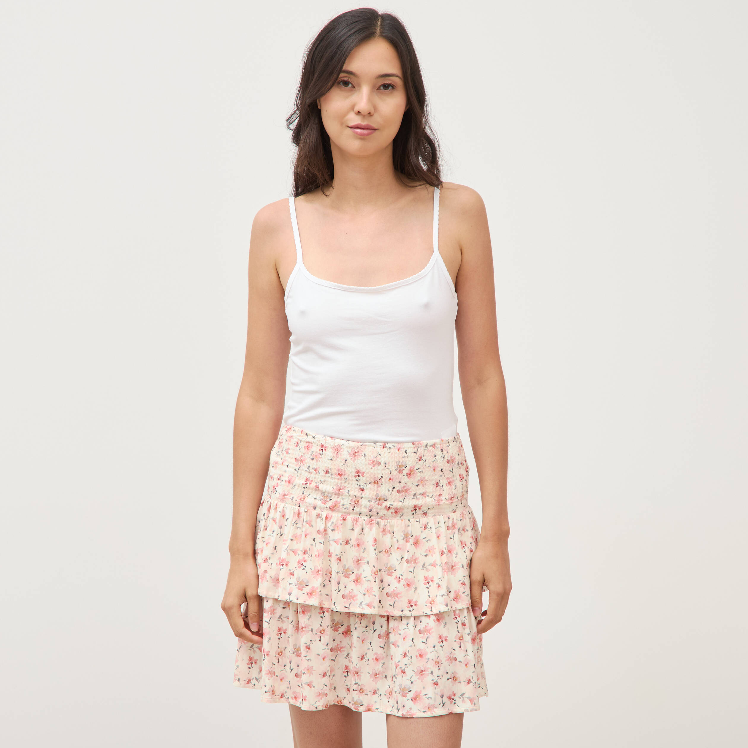 Mini-jupe taille haute fluide noir femme
