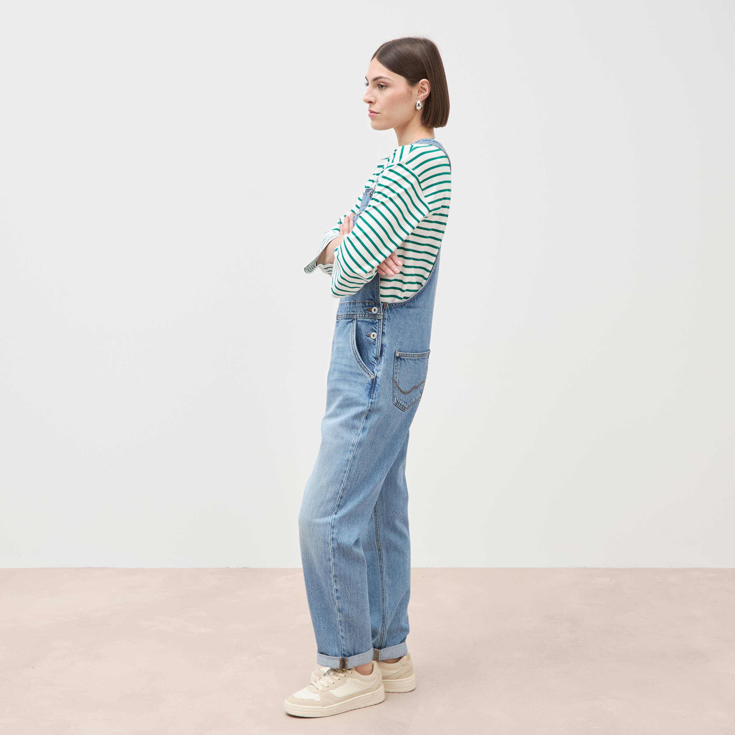 Salopette en jean denim stone femme