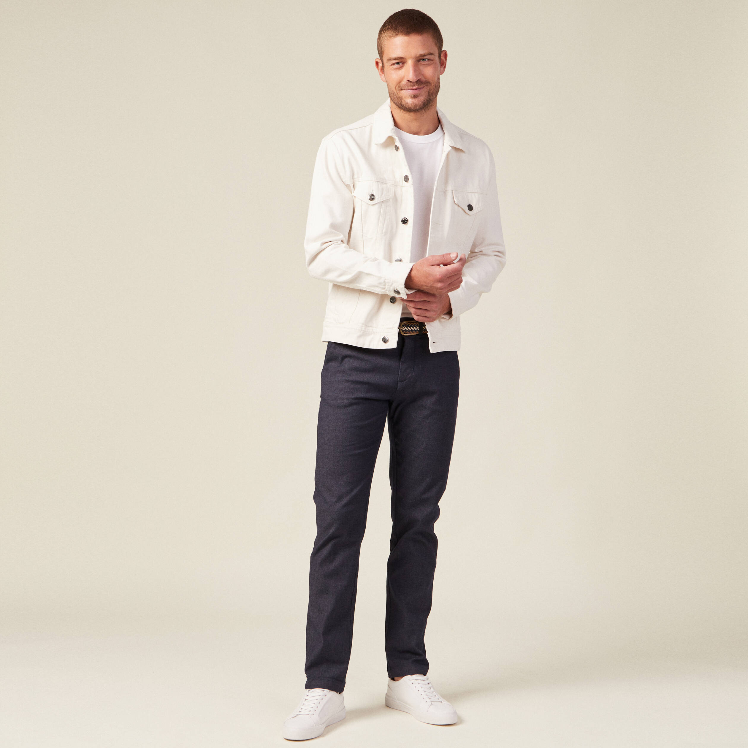 Pantalon chino straight bleu marine homme