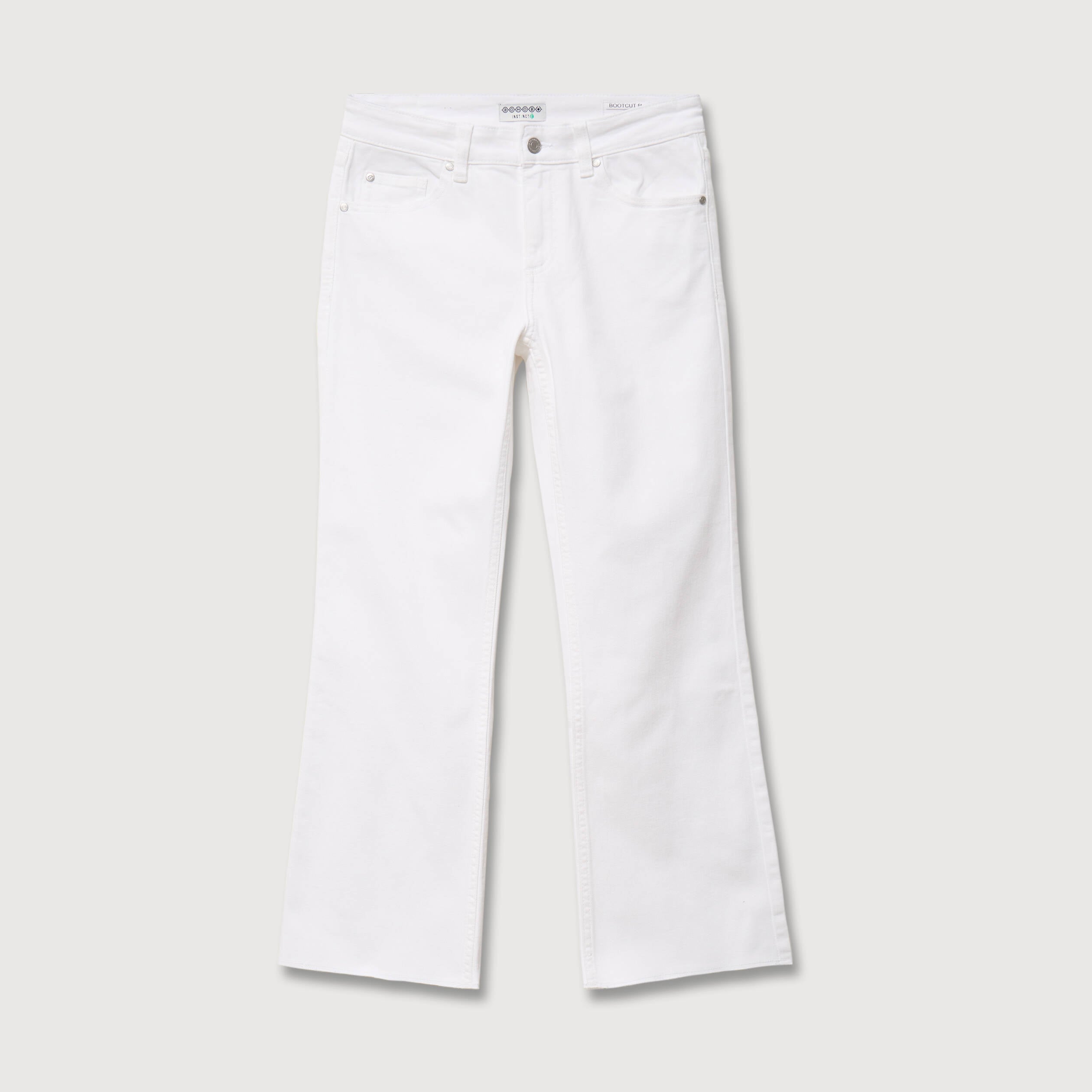 Jeans bootcut cropped taille bascul&eacute;e denim blanc femme