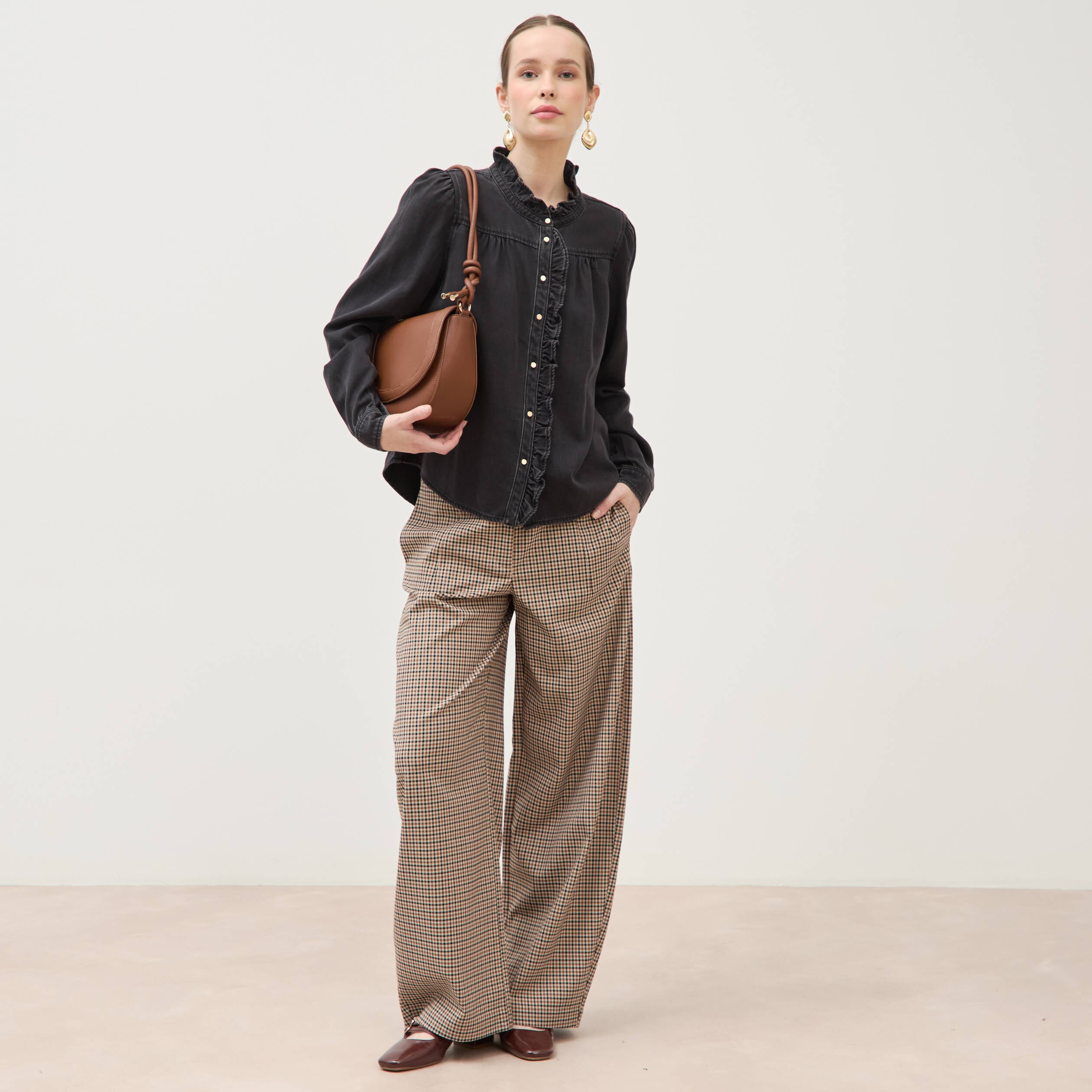 Chemise en jeans manches longues denim noir femme