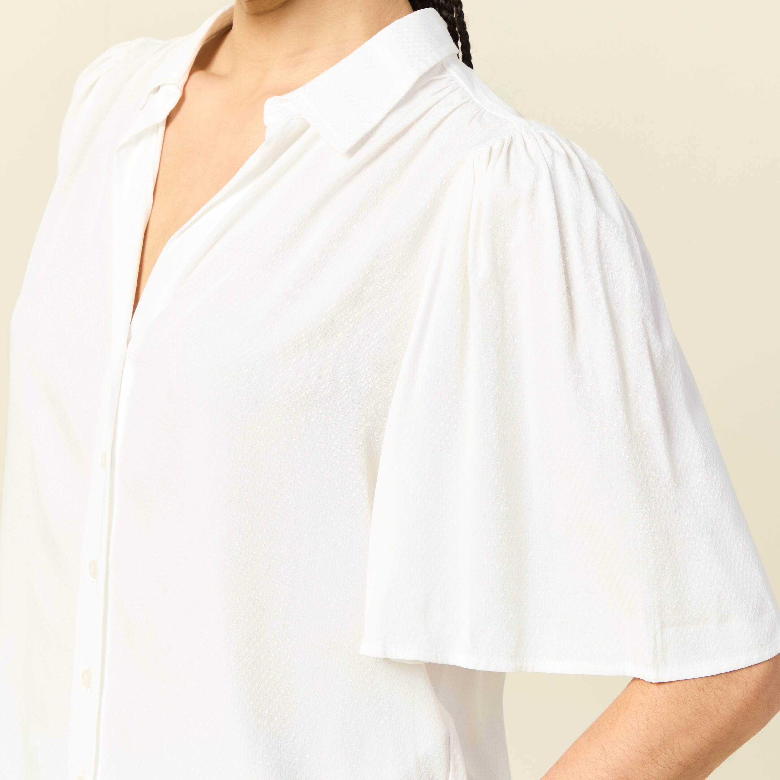 Chemise manches courtes ecru femme