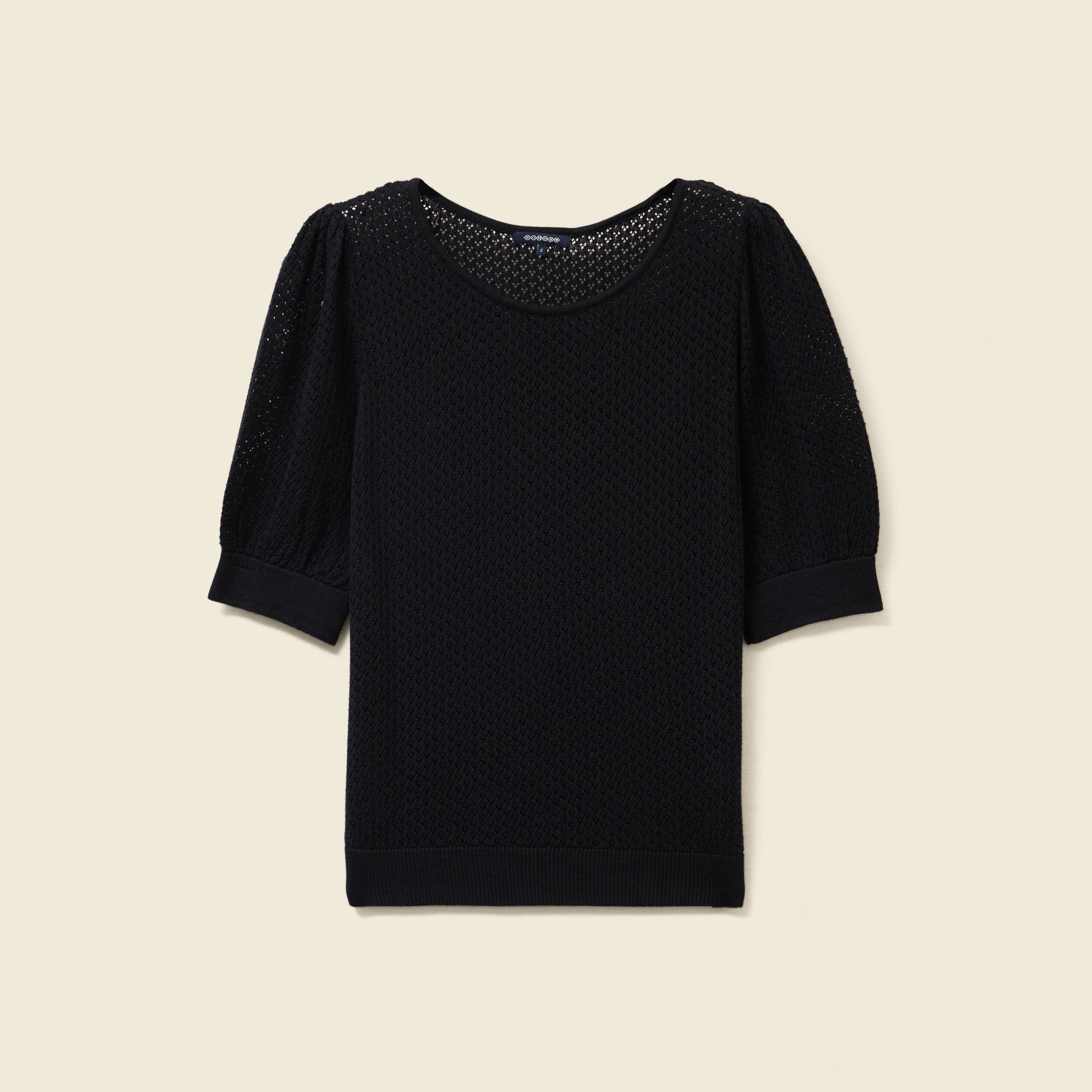 pull manches courtes ajoure noir femme Pull manches courtes ajouré noir femme
