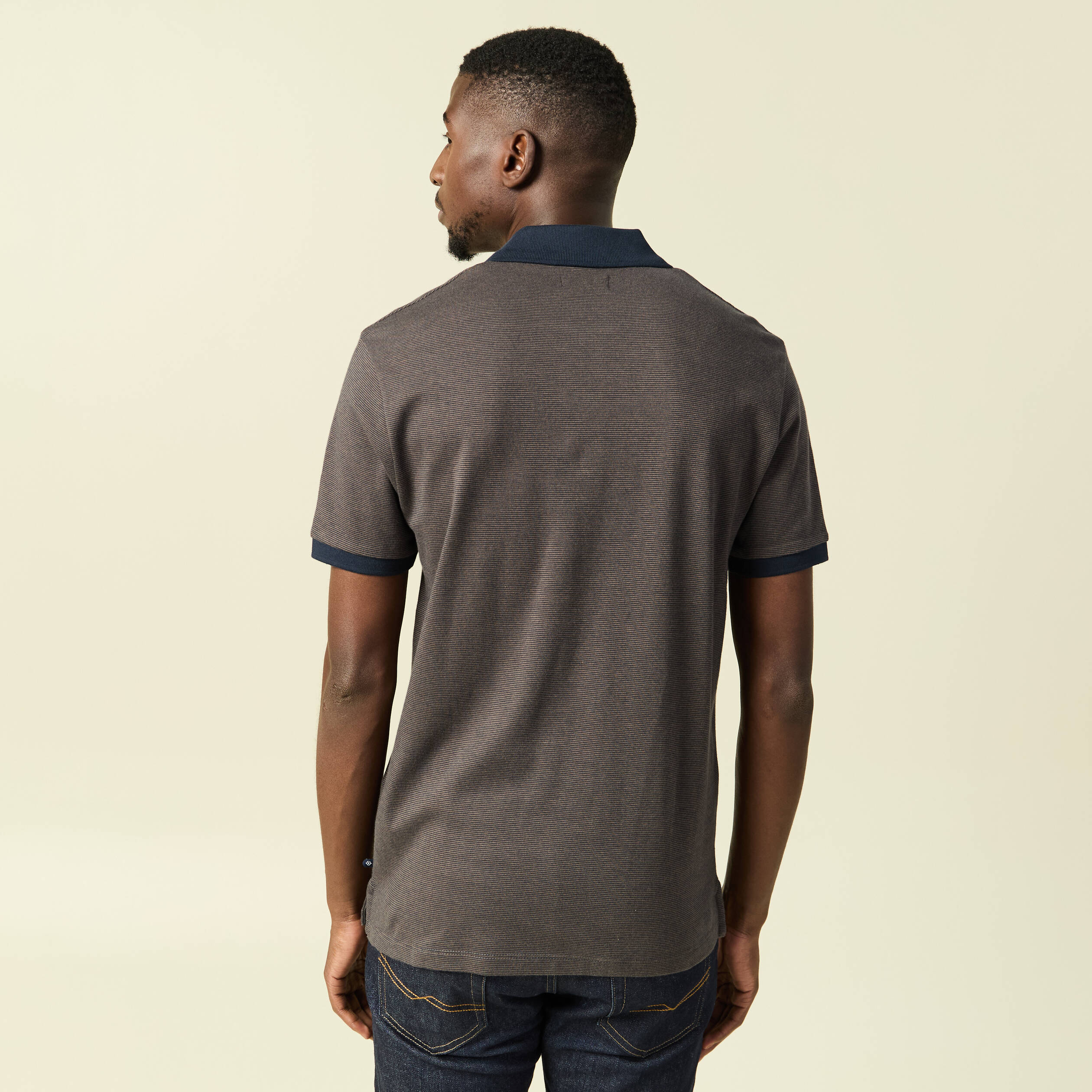 Polo col polo manches courtes en coton vert kaki homme