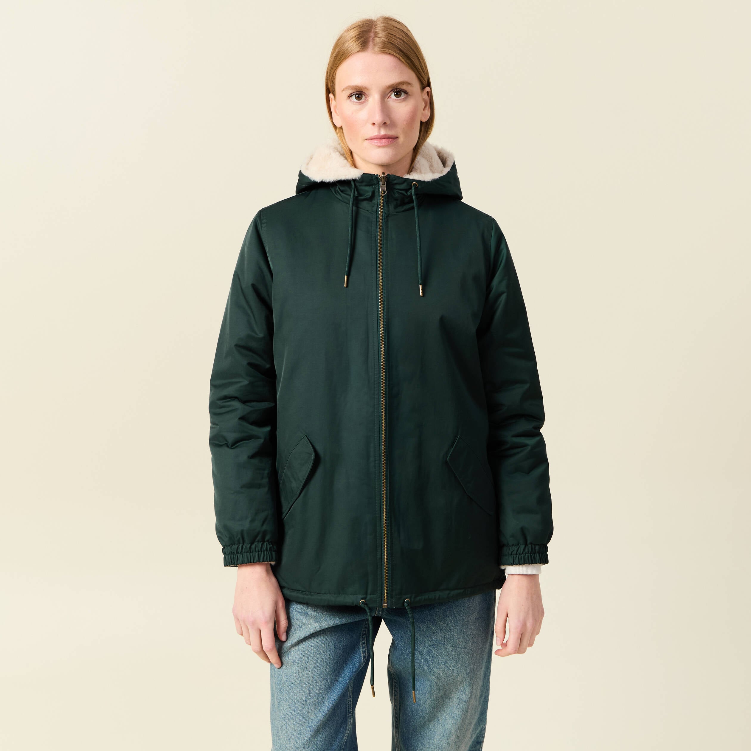 Parka r&eacute;versible vert femme