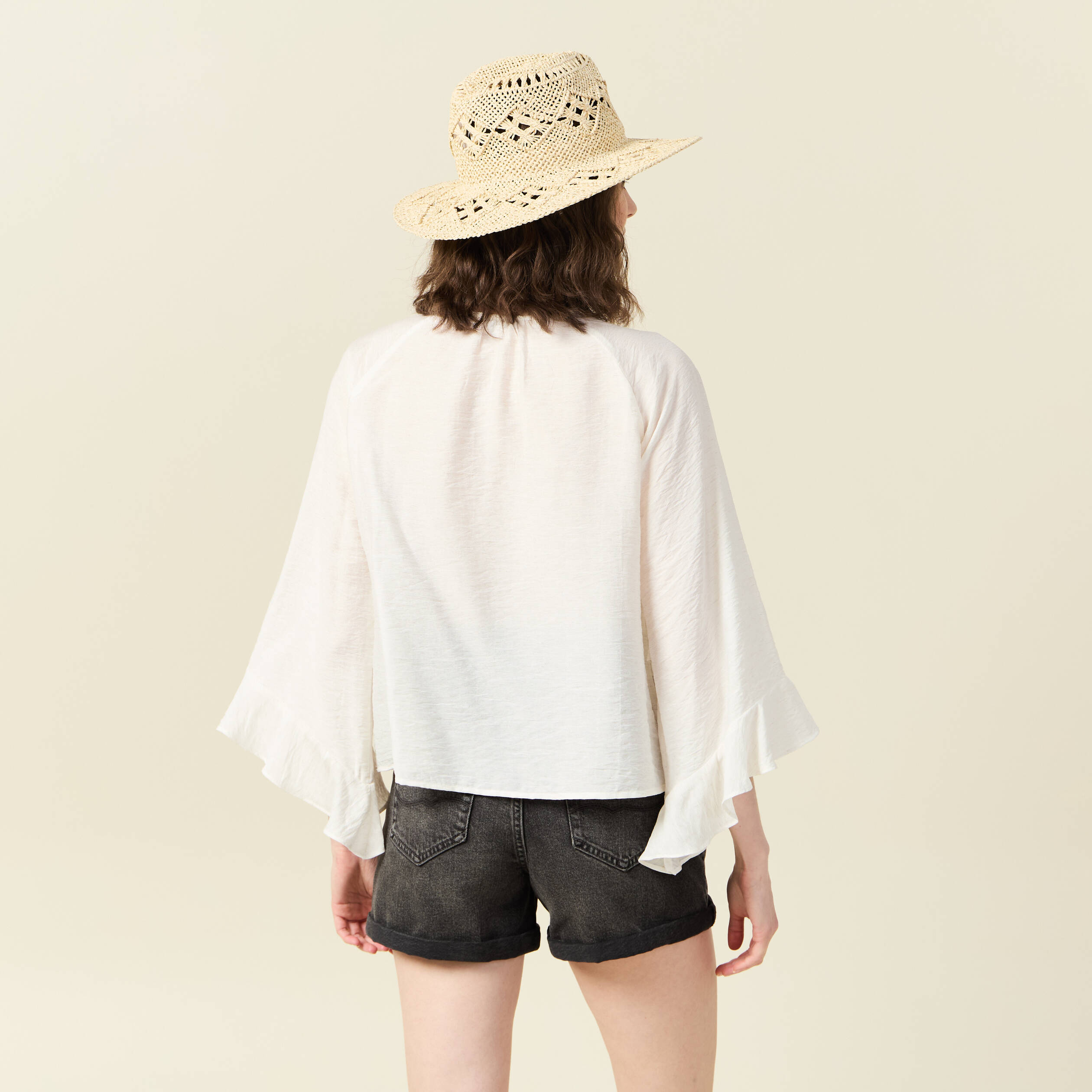 Chemise manches longues ecru femme