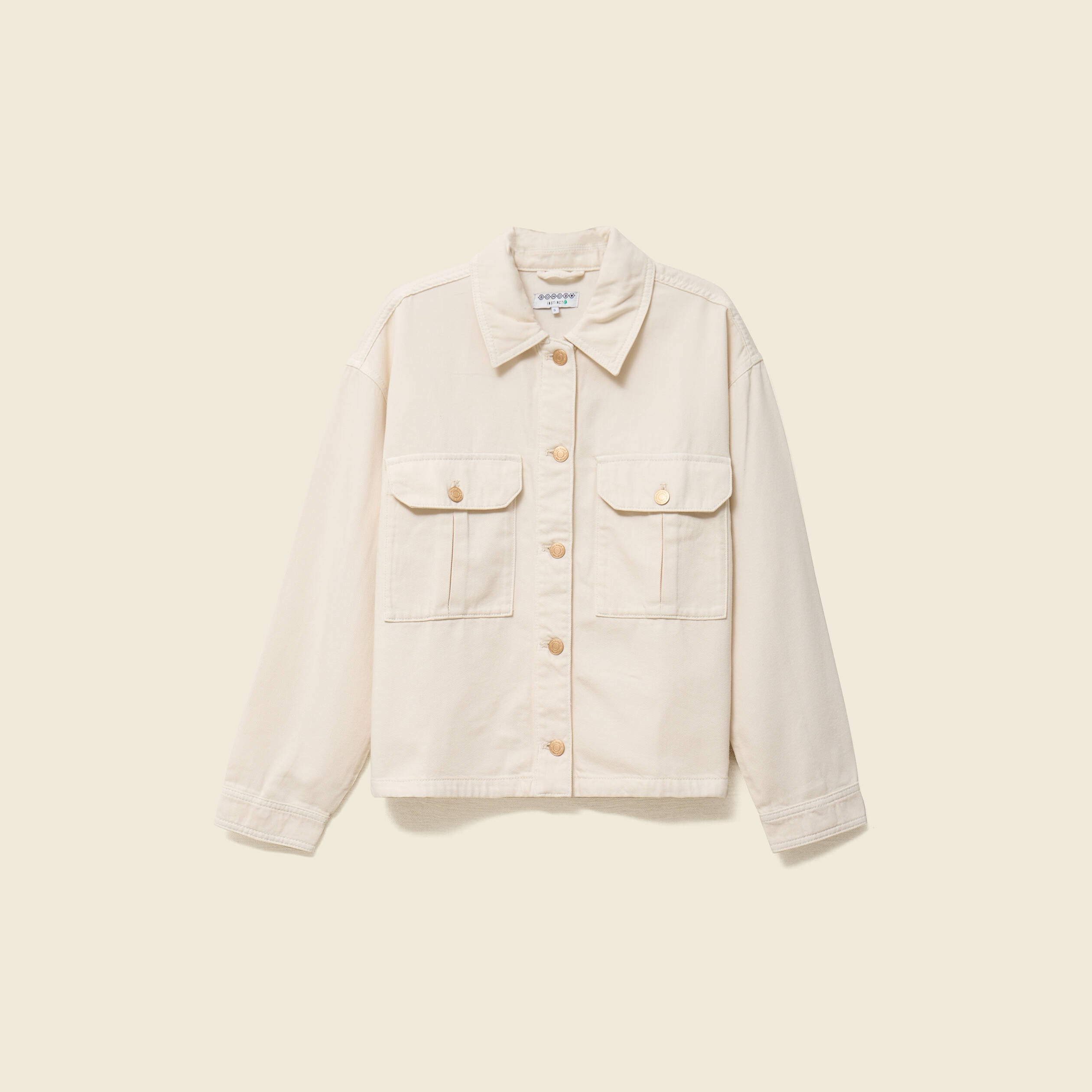 Blouson manches longues col classique denim blanc femme