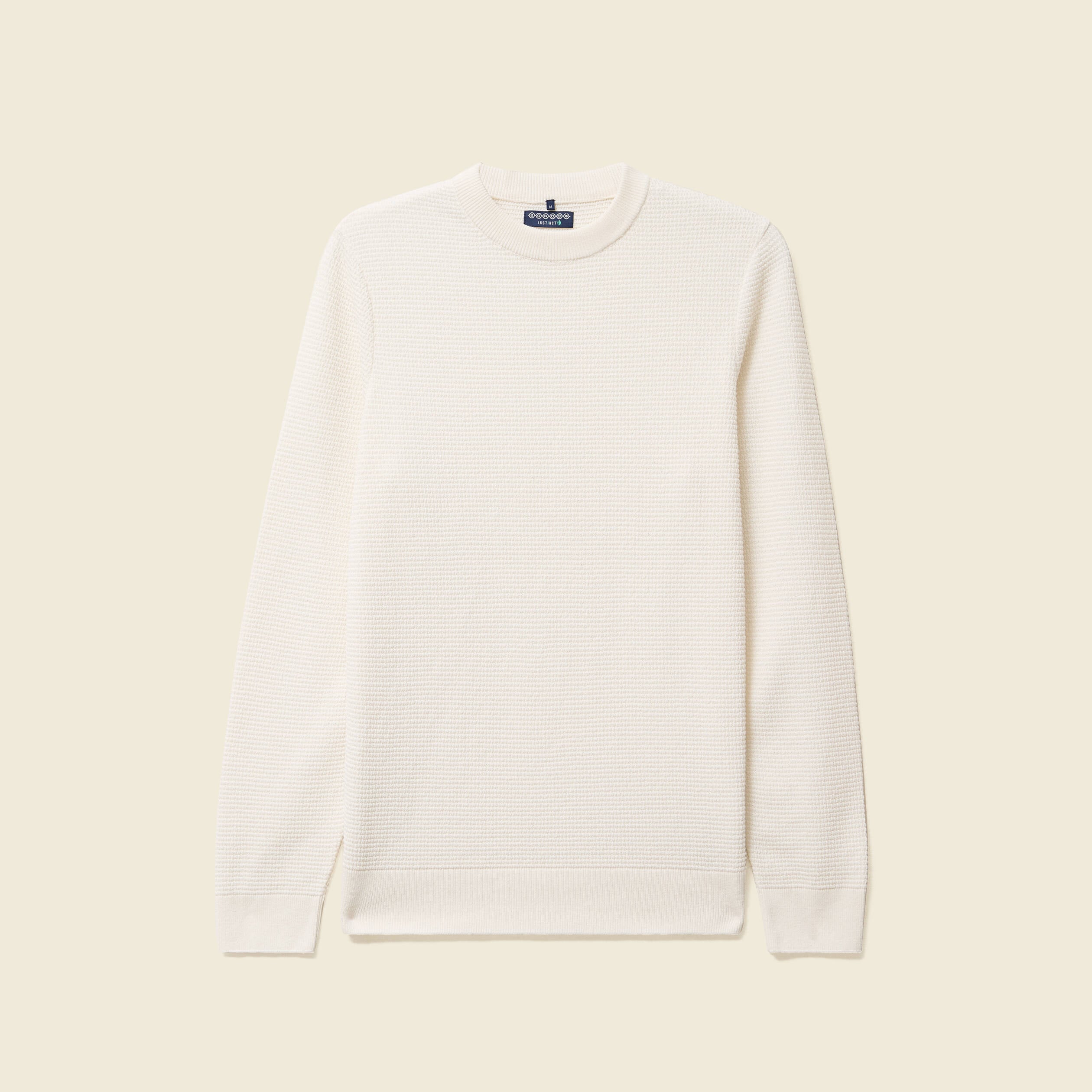 Pull col rond ecru homme