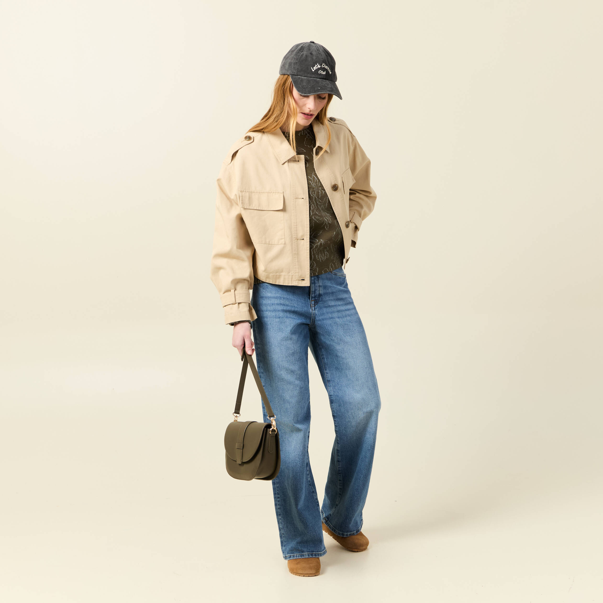 Blouson oversize beige femme