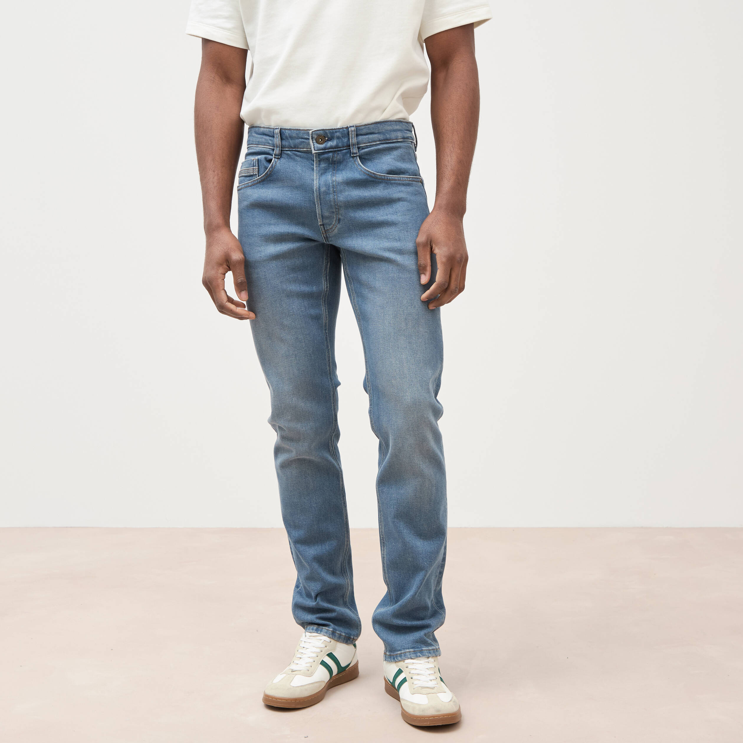 Jeans straight longueur 34 denim double stone homme