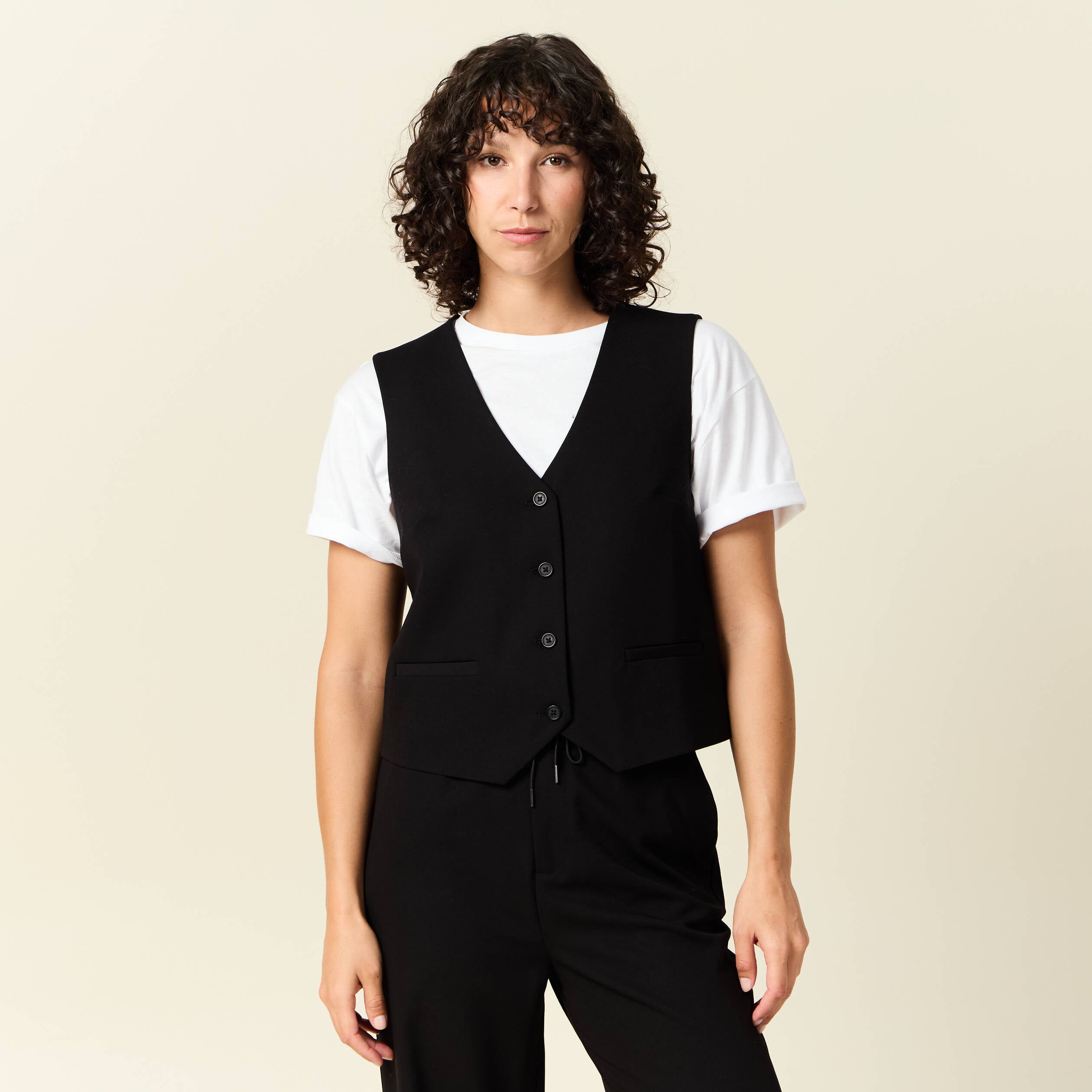 Veston sans manches noir femme