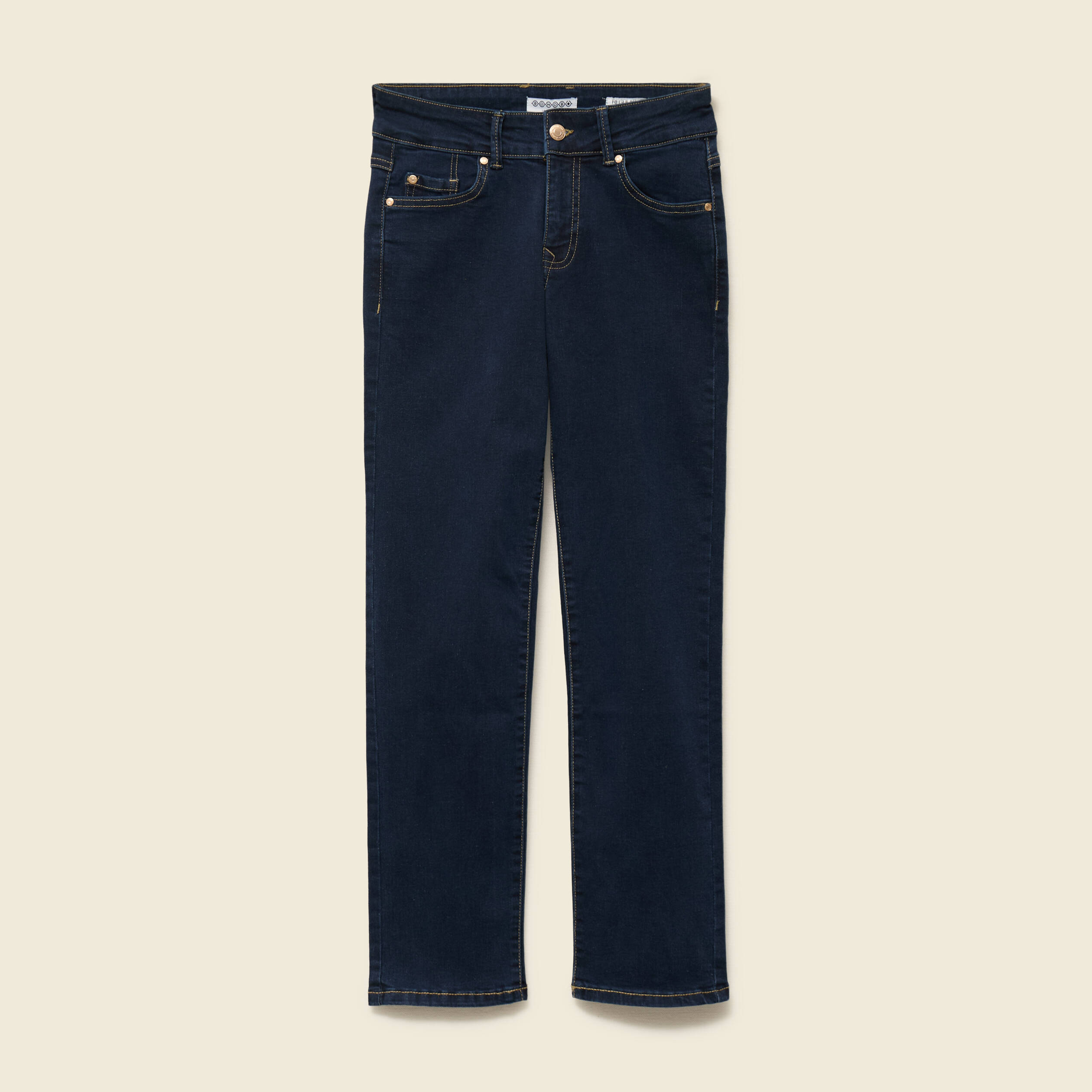 Jeans regular 7/8&egrave;me taille standard denim brut rinse femme