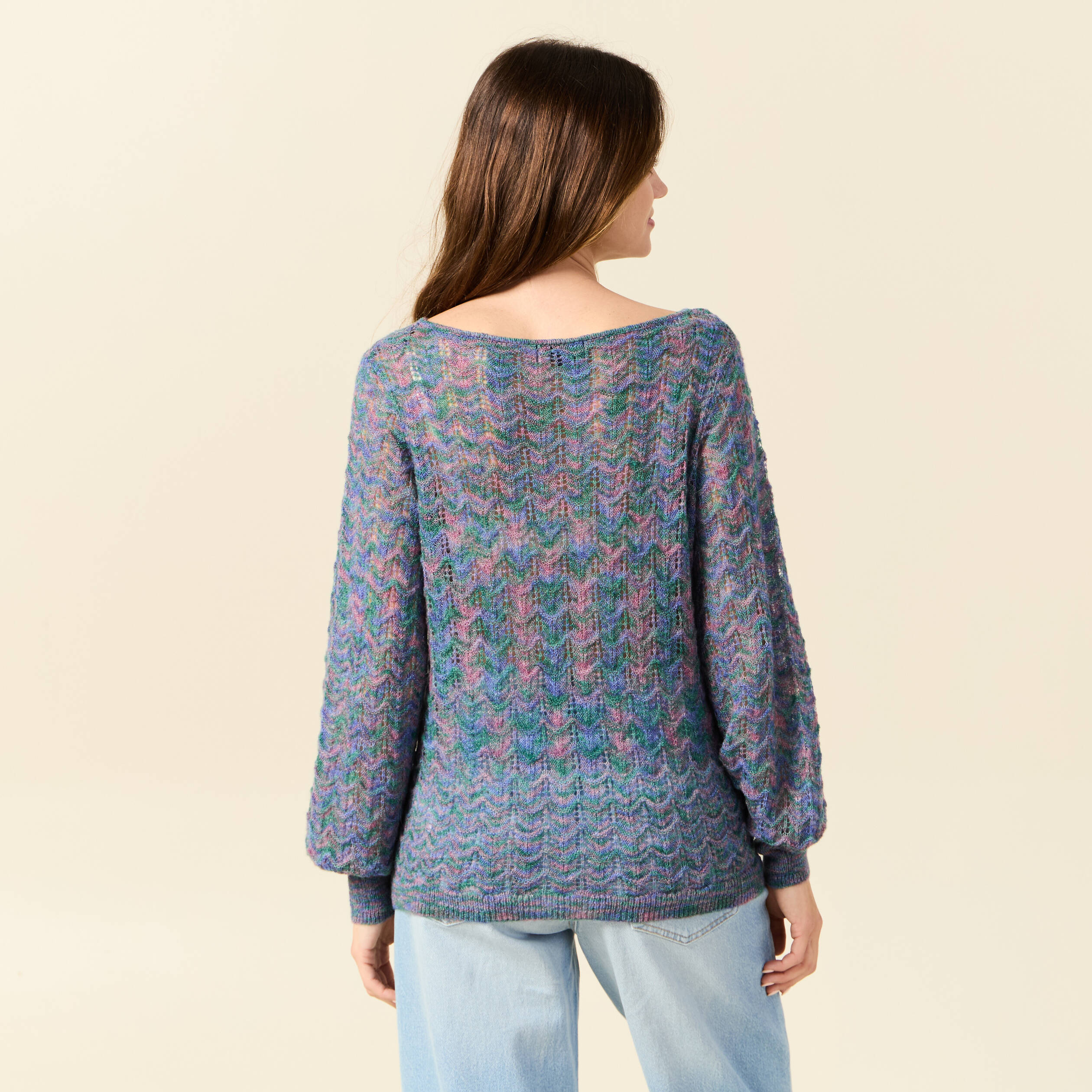 Pull Femme Manches Longues Tricoté Motif Drapeau Américain - Polyester Doux, Coupe Ample, Idéal Pour Le 4 Juillet