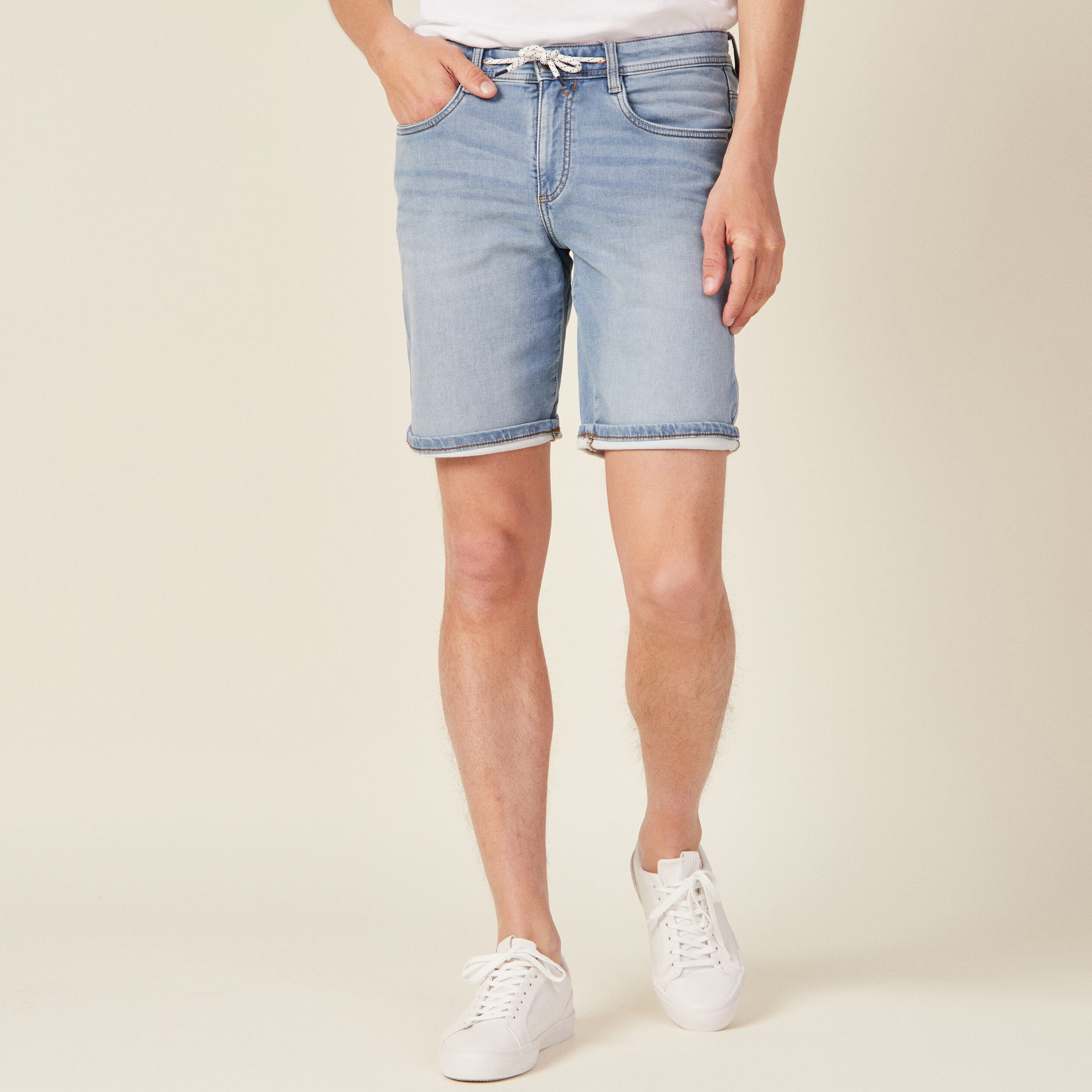 Bermuda éco-responsable denim bleach homme
