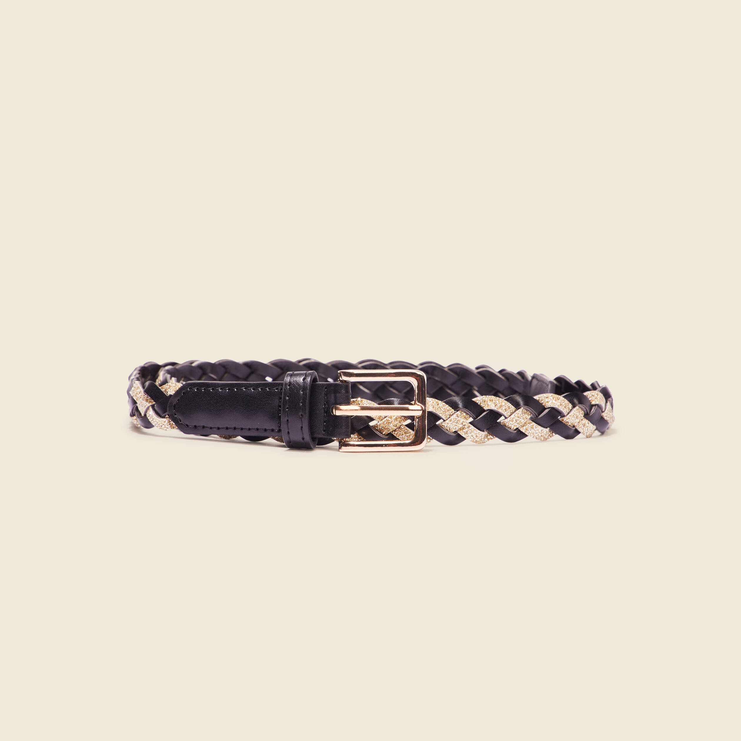 Ceinture tressée à strass noir femme
