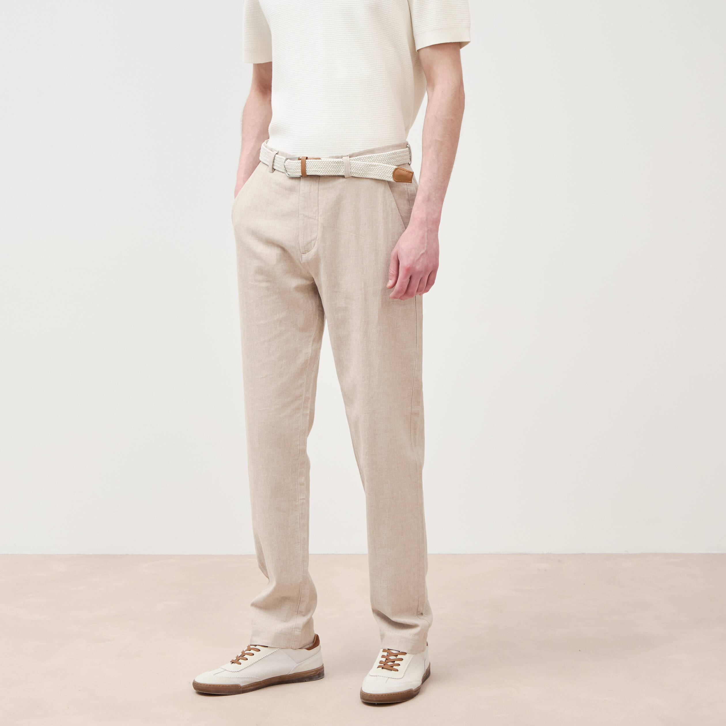Chino coupe droite longueur 32 beige fonce homme