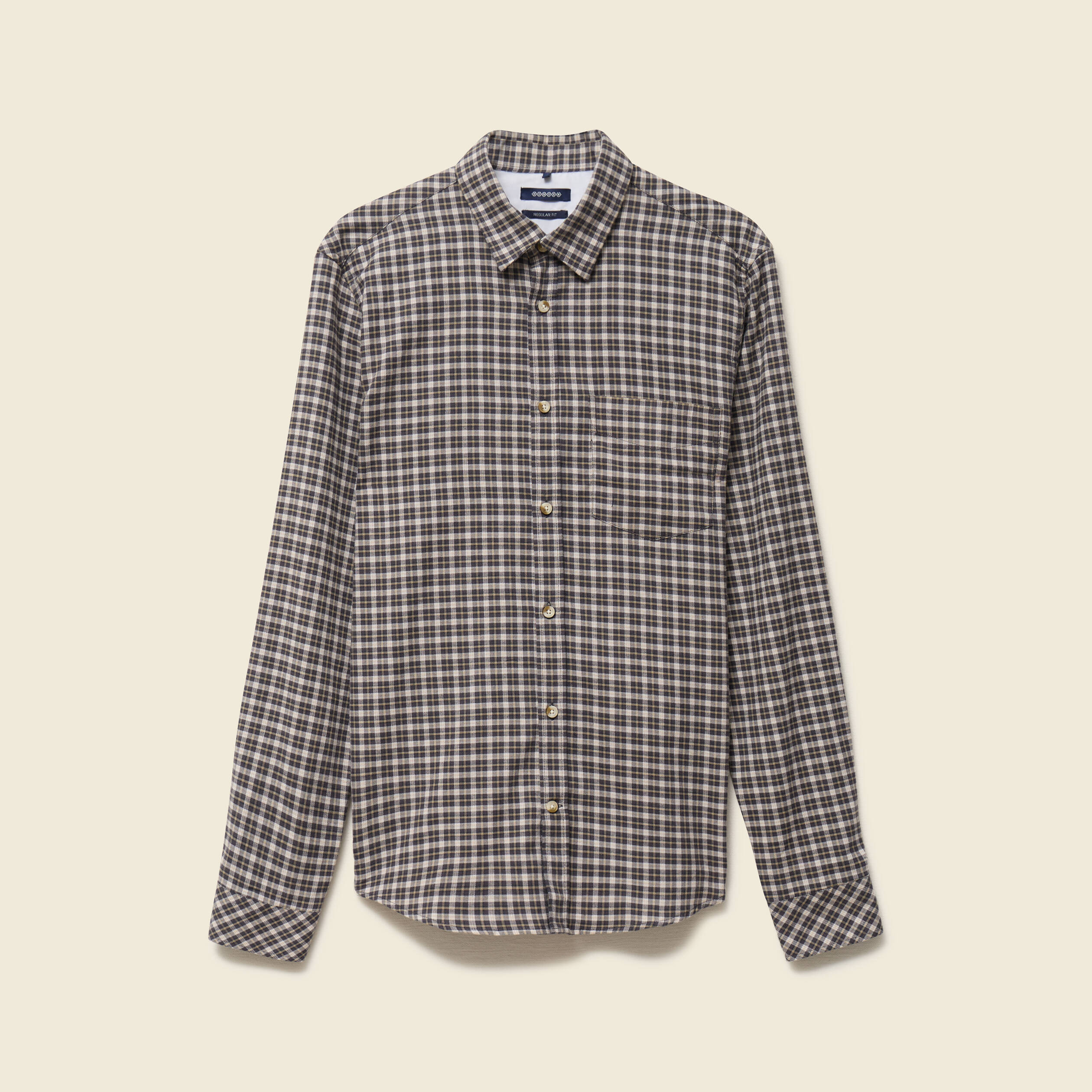 Chemise col classique manches longues vert kaki homme