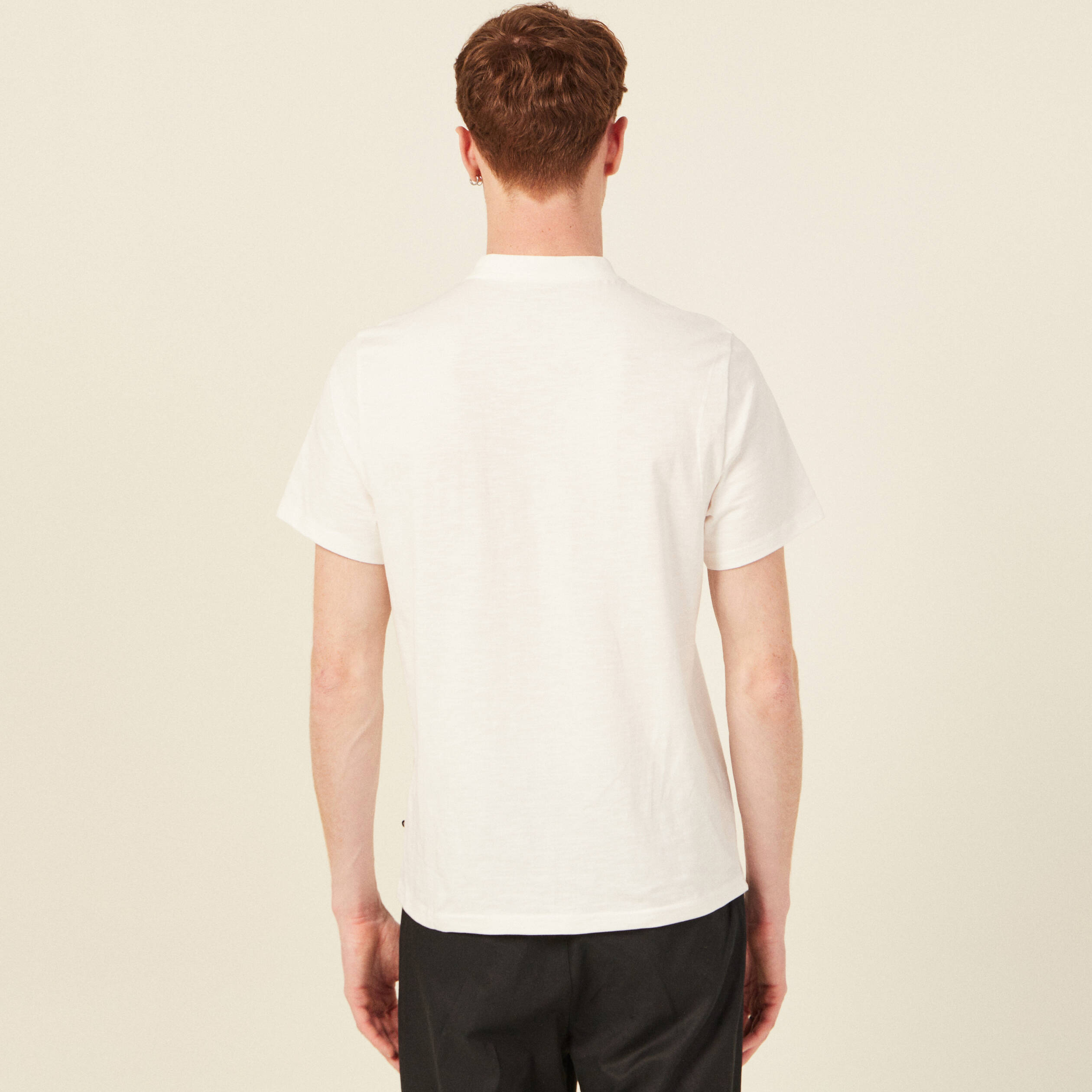 T-shirt en coton manches courtes ecru homme