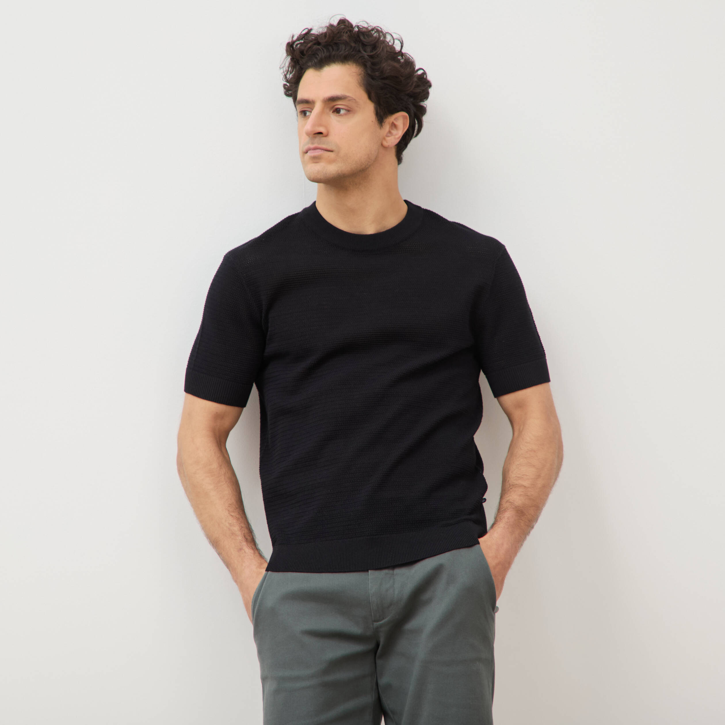 T-shirt en coton manches courtes noir homme