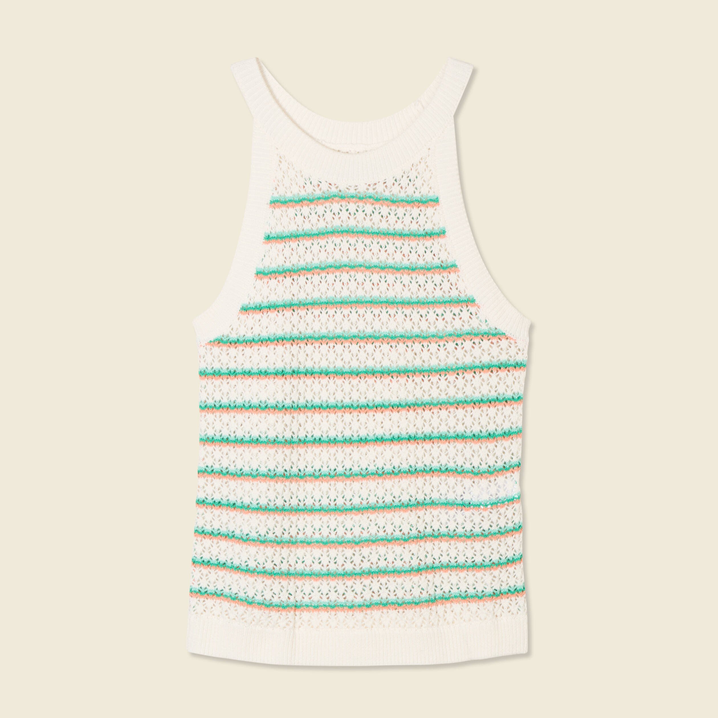 debardeur tricot ajoure blanc femme Débardeur tricot ajouré blanc femme
