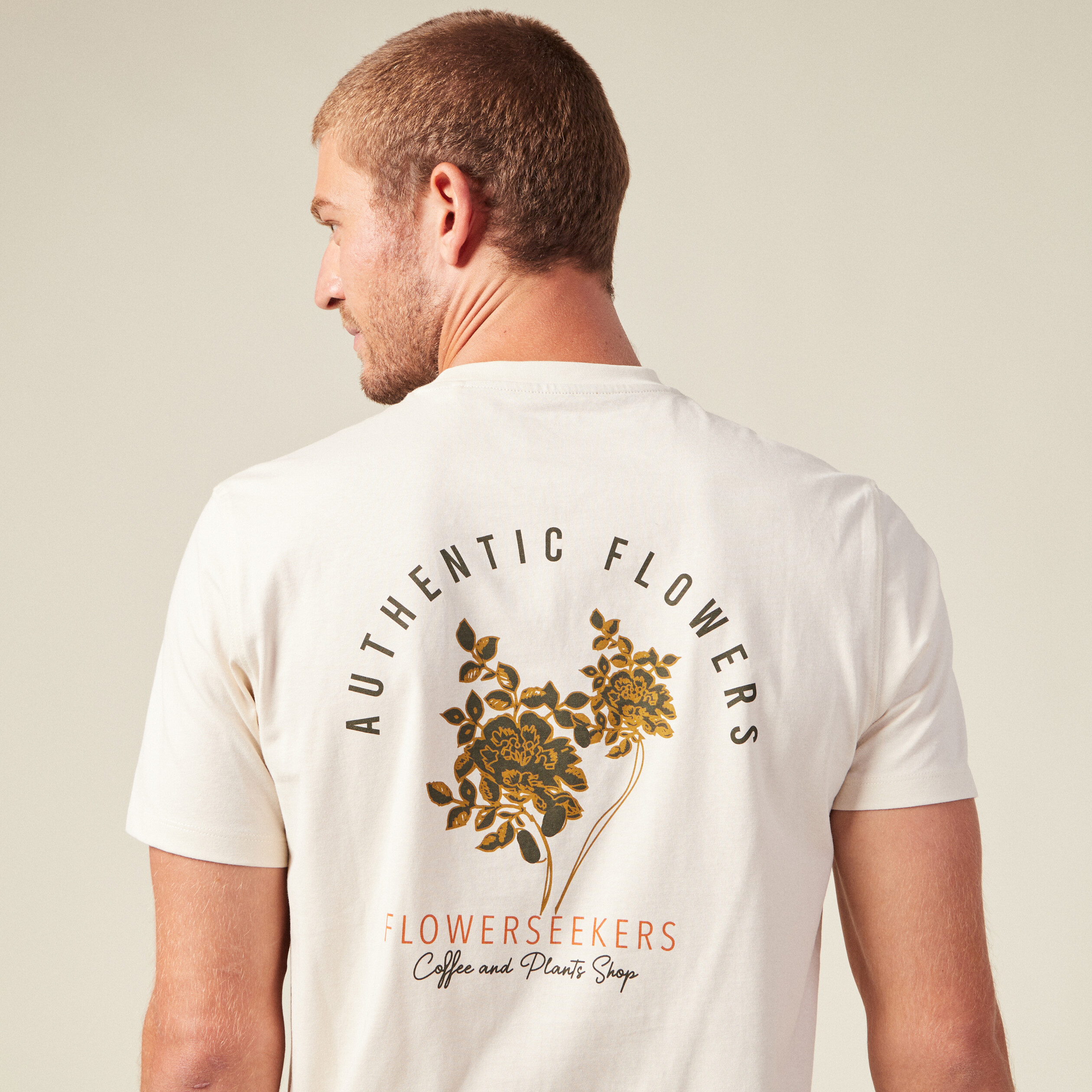 T-shirt manches courtes ecru homme