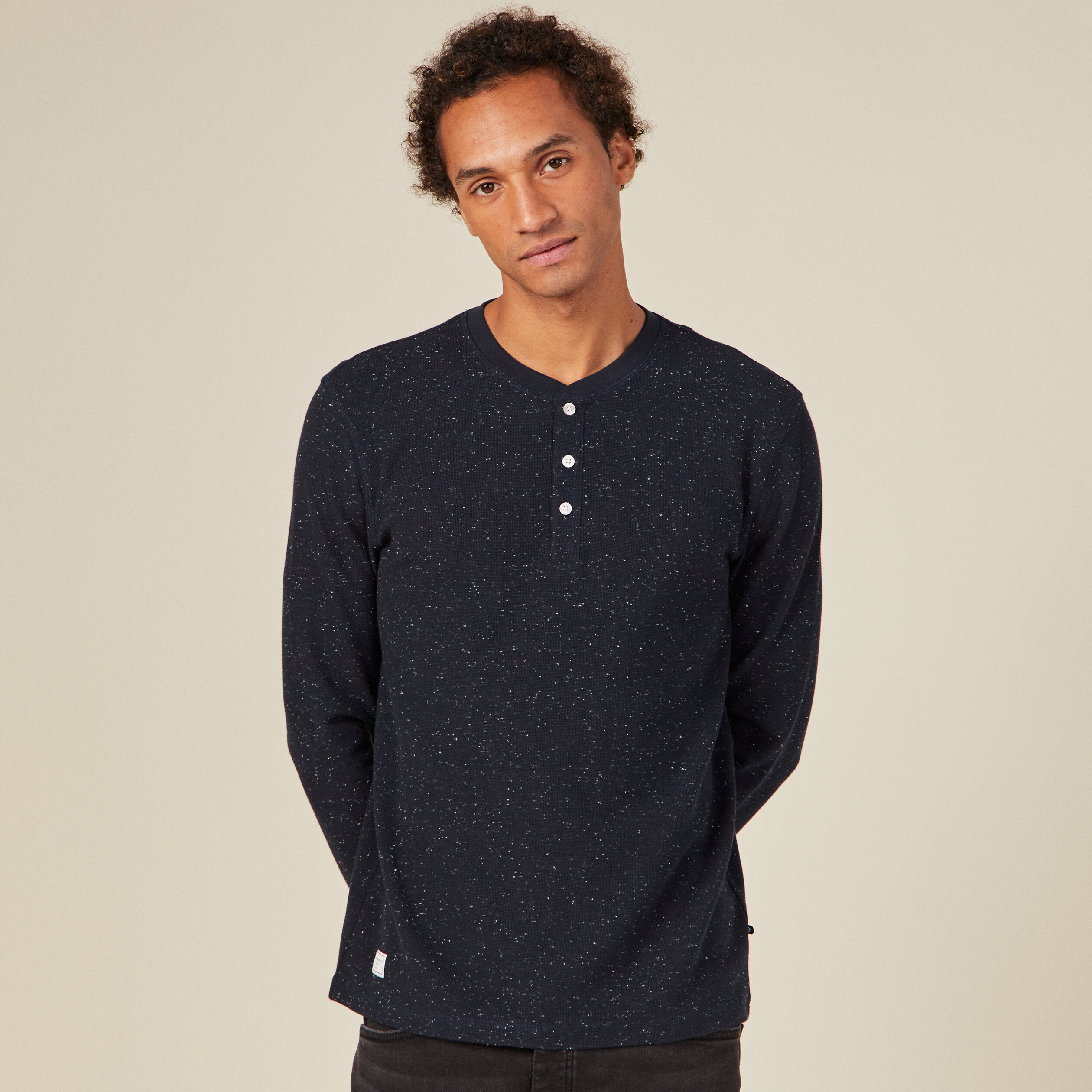 t shirt manches longues bleu marine homme T-shirt manches longues bleu marine homme