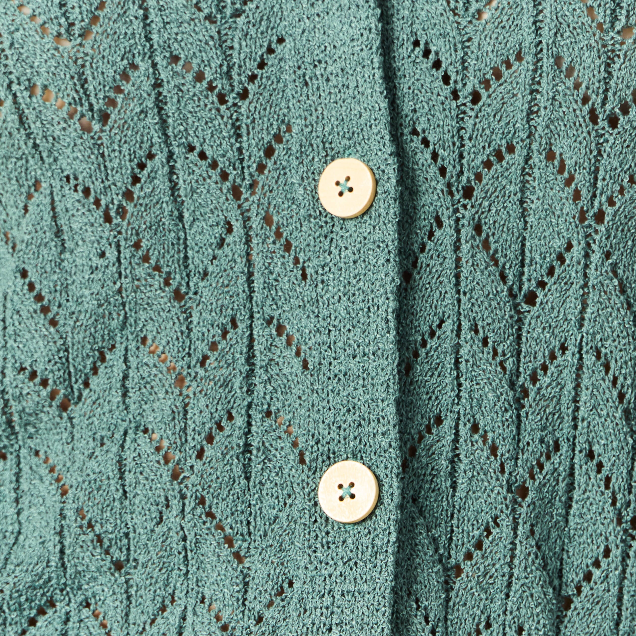 Gilet manches longues ajour&eacute; vert fonc&eacute; femme