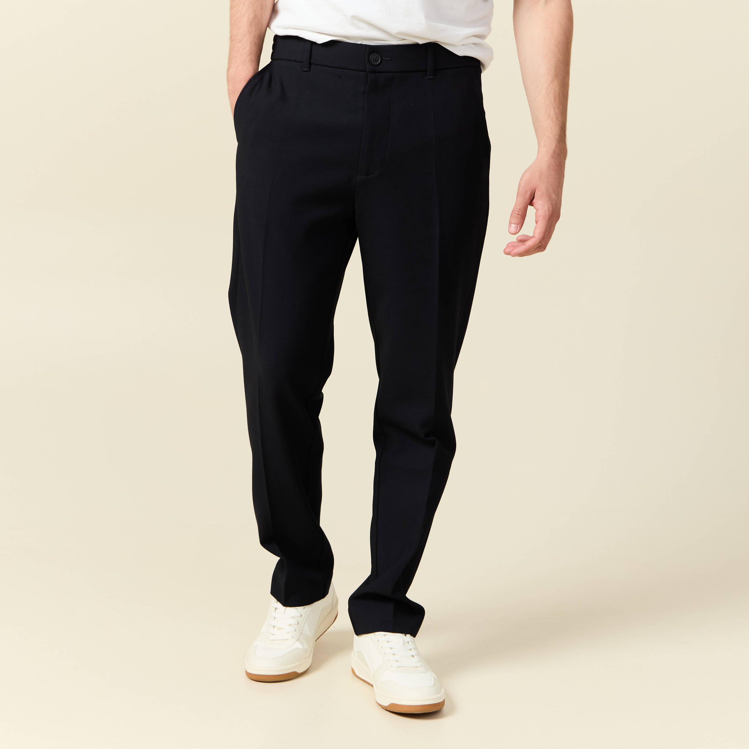 Pantalon droit longueur 32 bleu marine homme