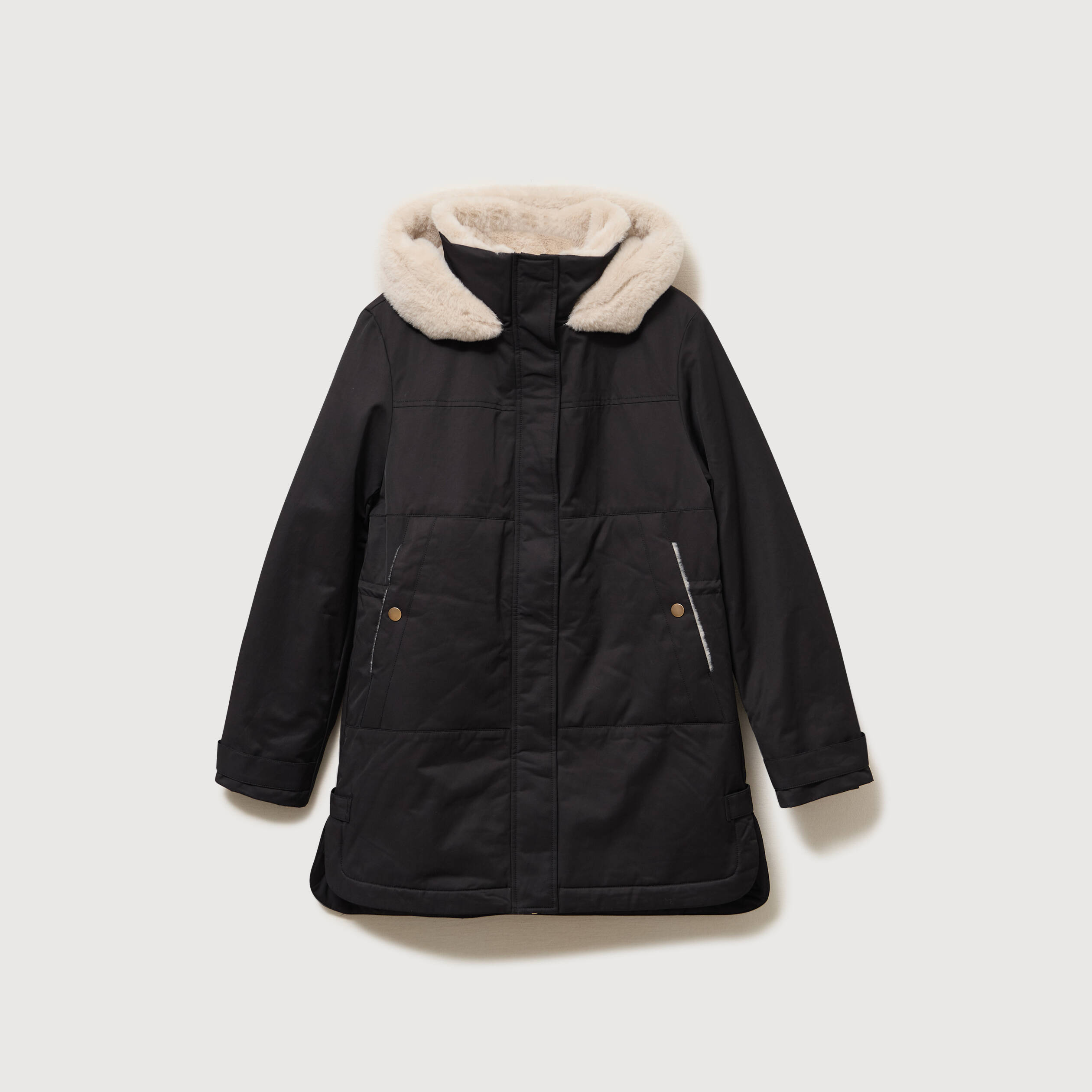 Parka droite &agrave; capuche noir femme