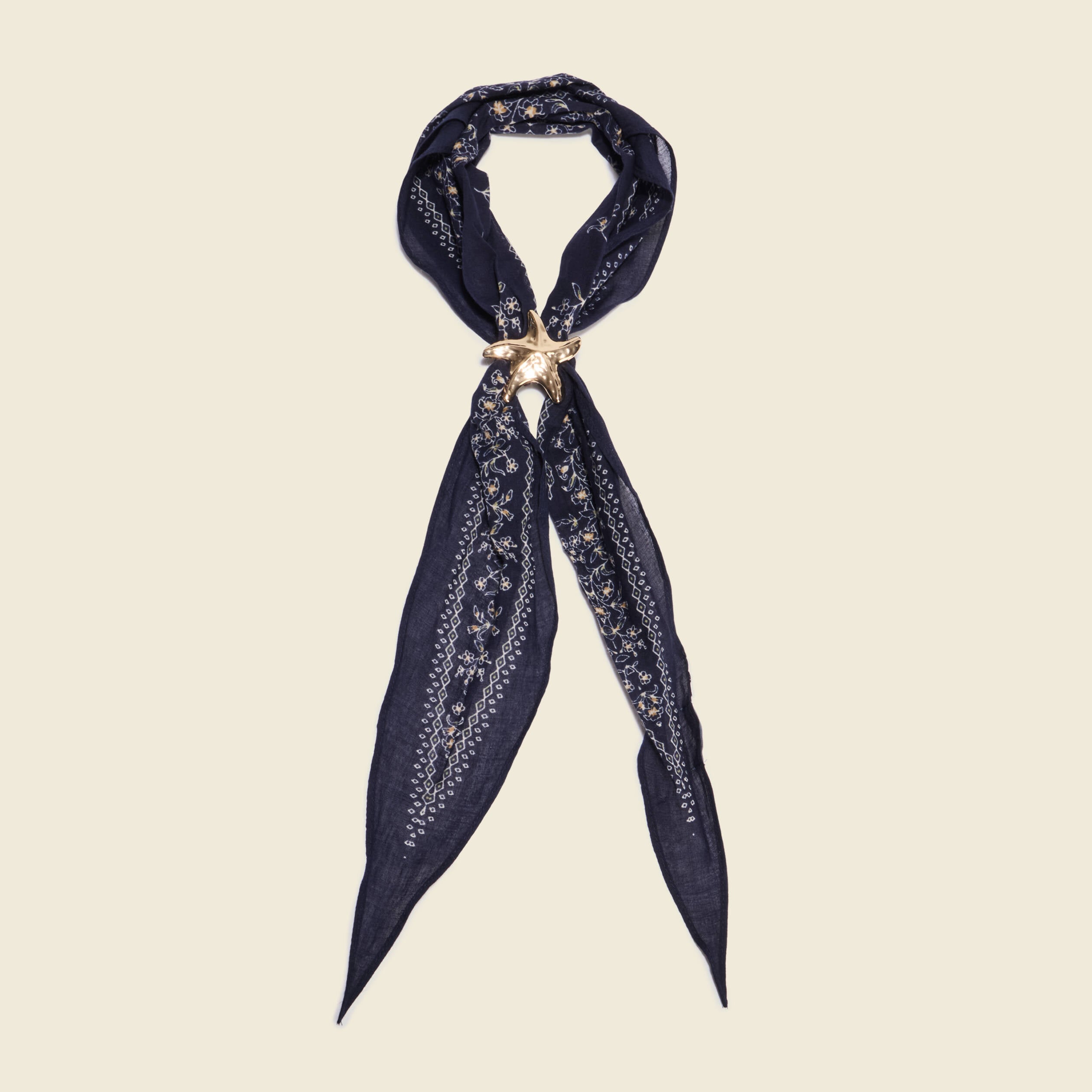 Foulard en coton bleu marine femme