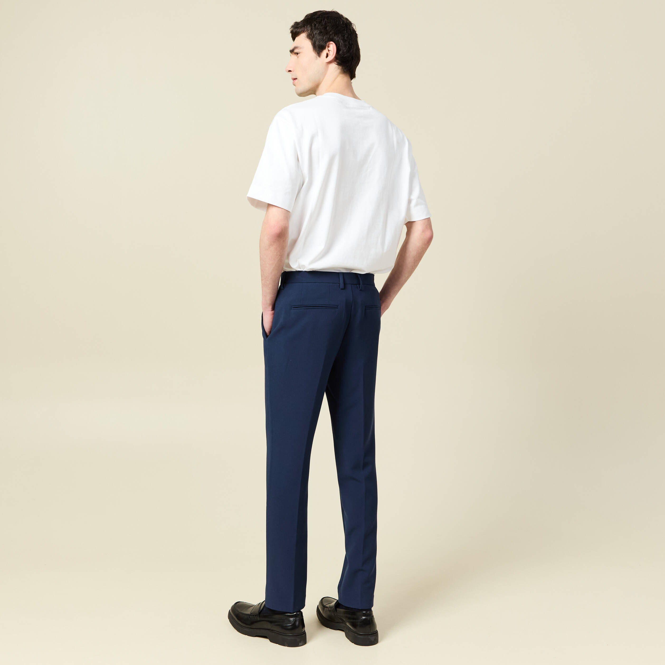 Pantalon slim cigarette bleu marine homme