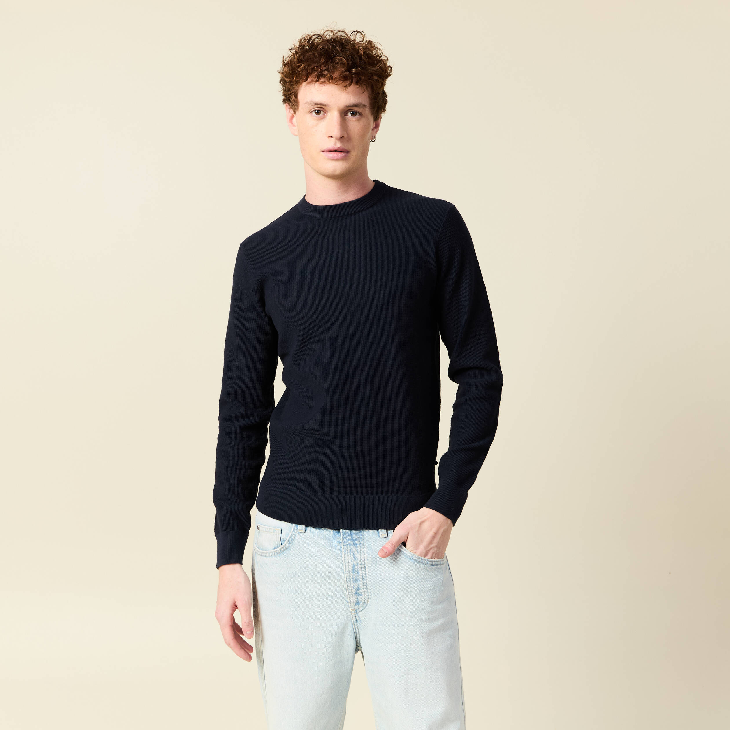 pull eco responsable bleu marine homme Pull éco-responsable bleu marine homme