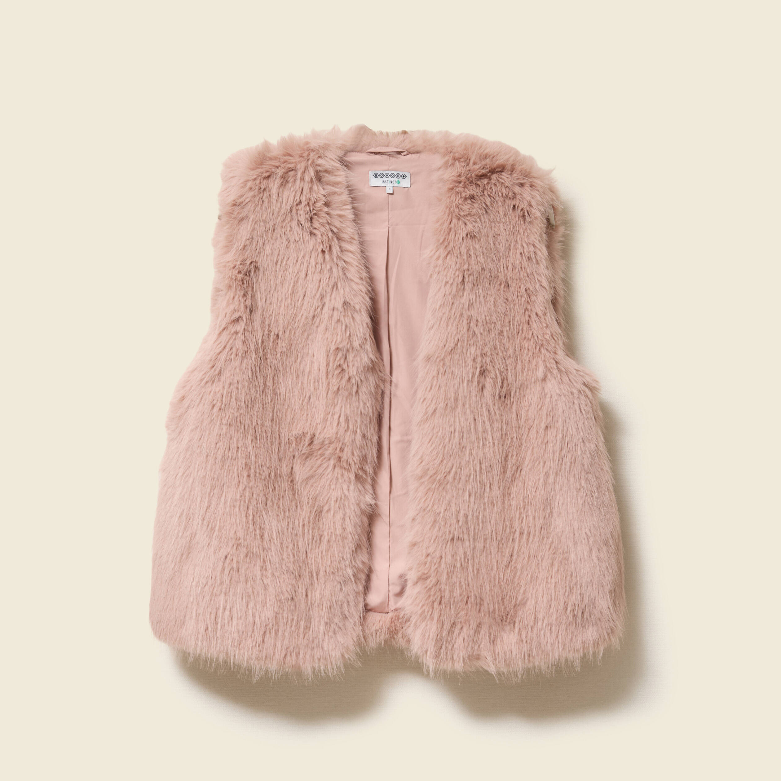 Veste vintage en fausse fourrure rose noire beige - Chez Sarah