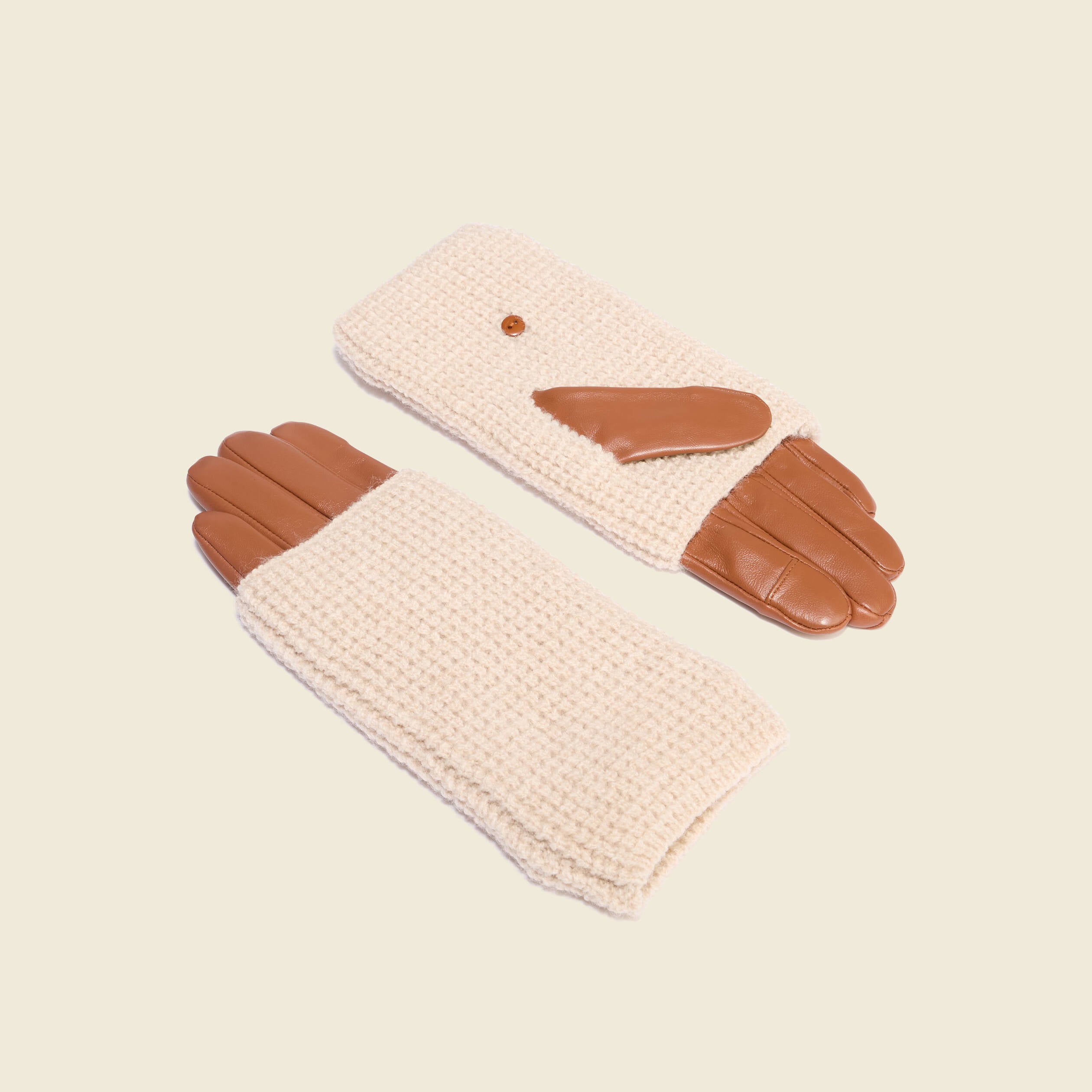 Gants en cuir avec doublure maille marron femme
