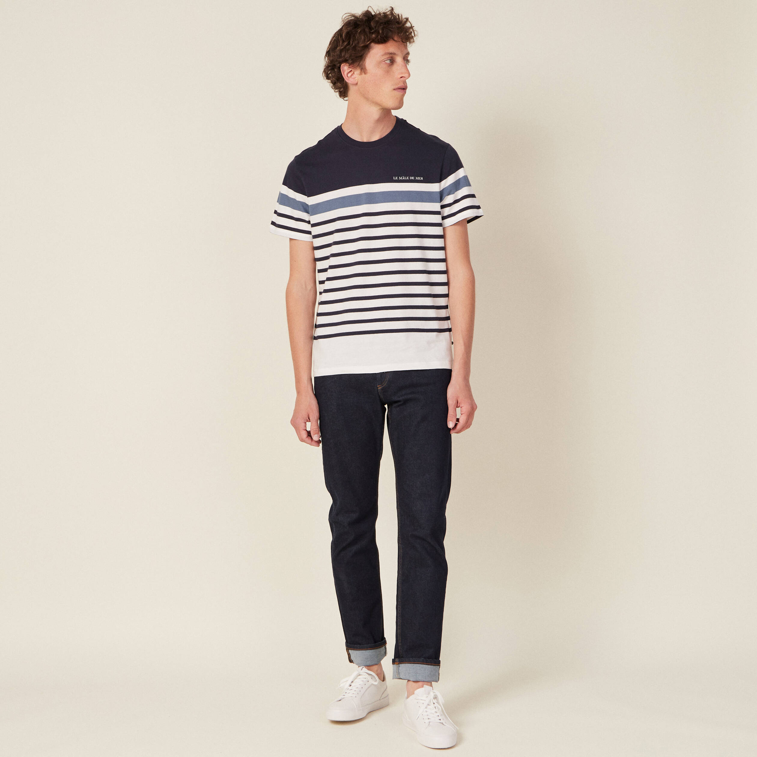 T-shirt manches courtes ecru homme