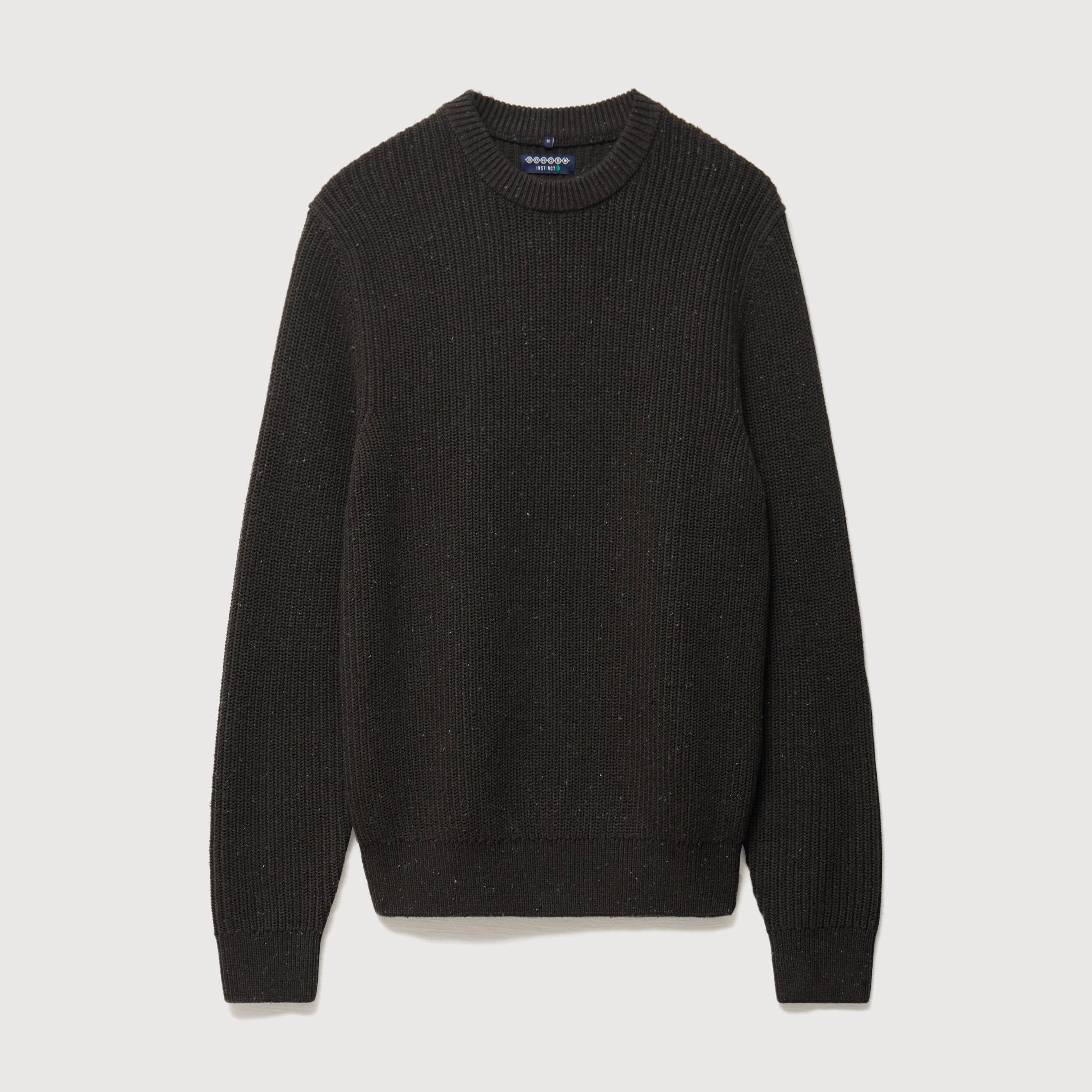 Pull col rond manches longues en coton vert kaki homme