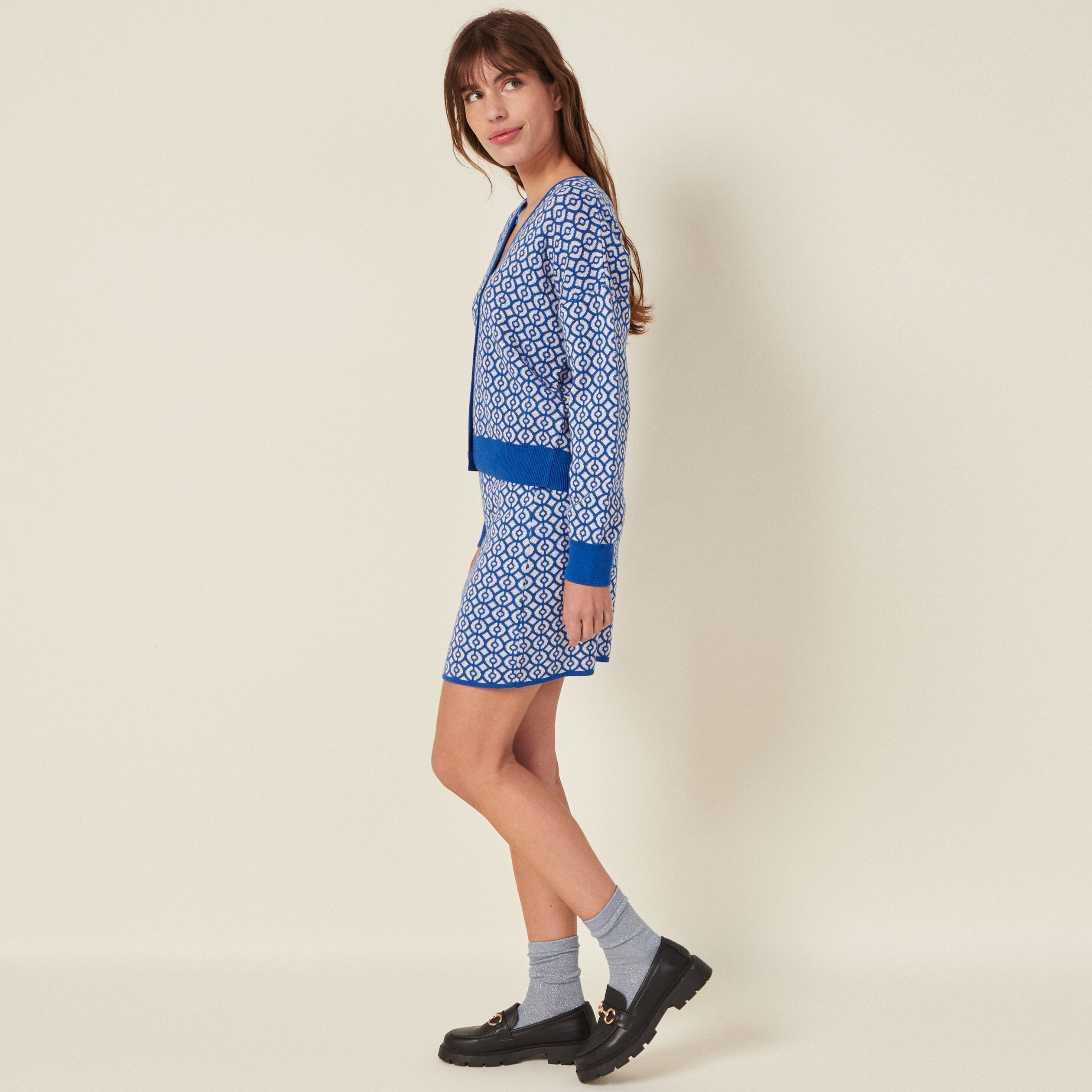 gilet manches longues boutonne bleu femme Gilet manches longues boutonné bleu femme