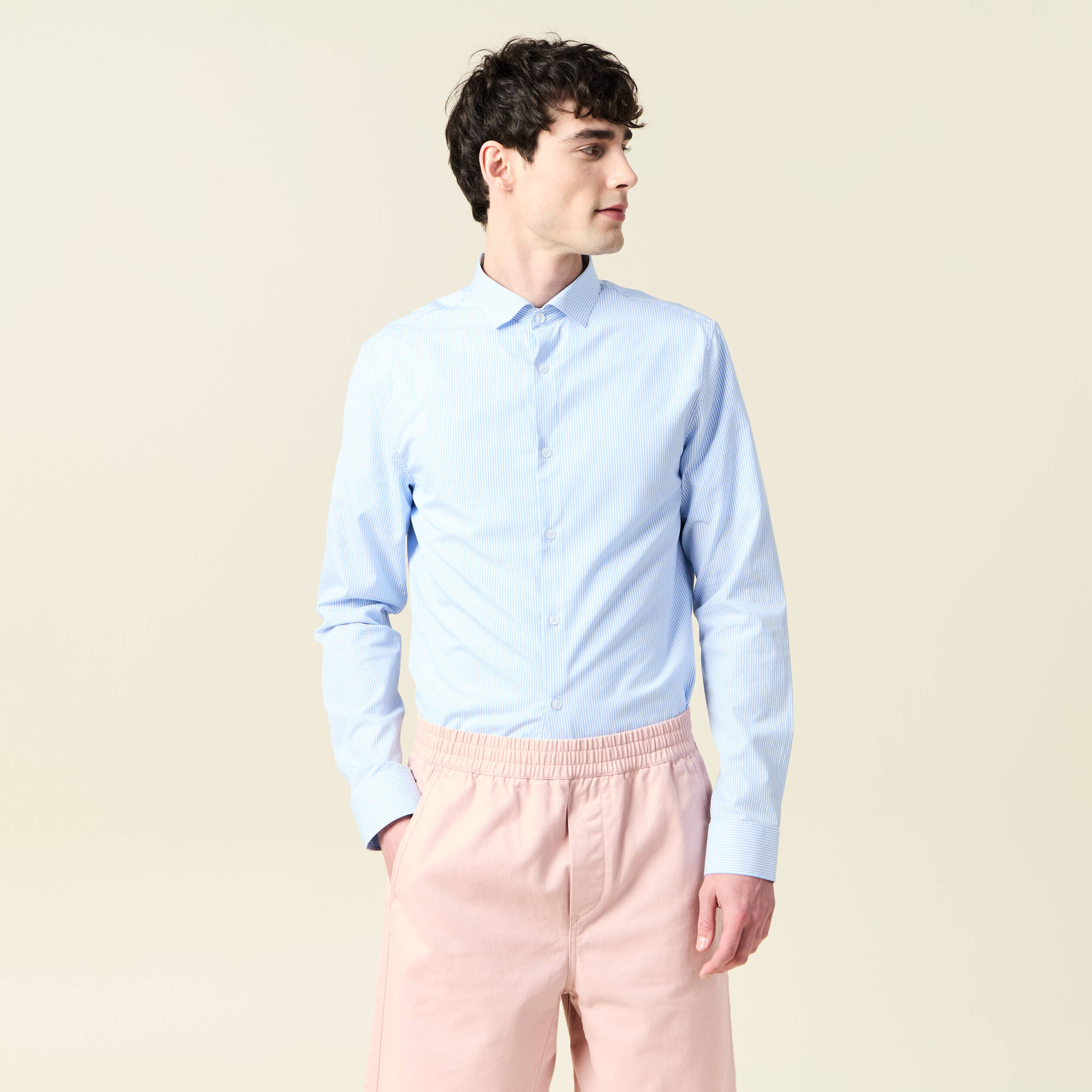 Chemise manches longues bleu ciel homme