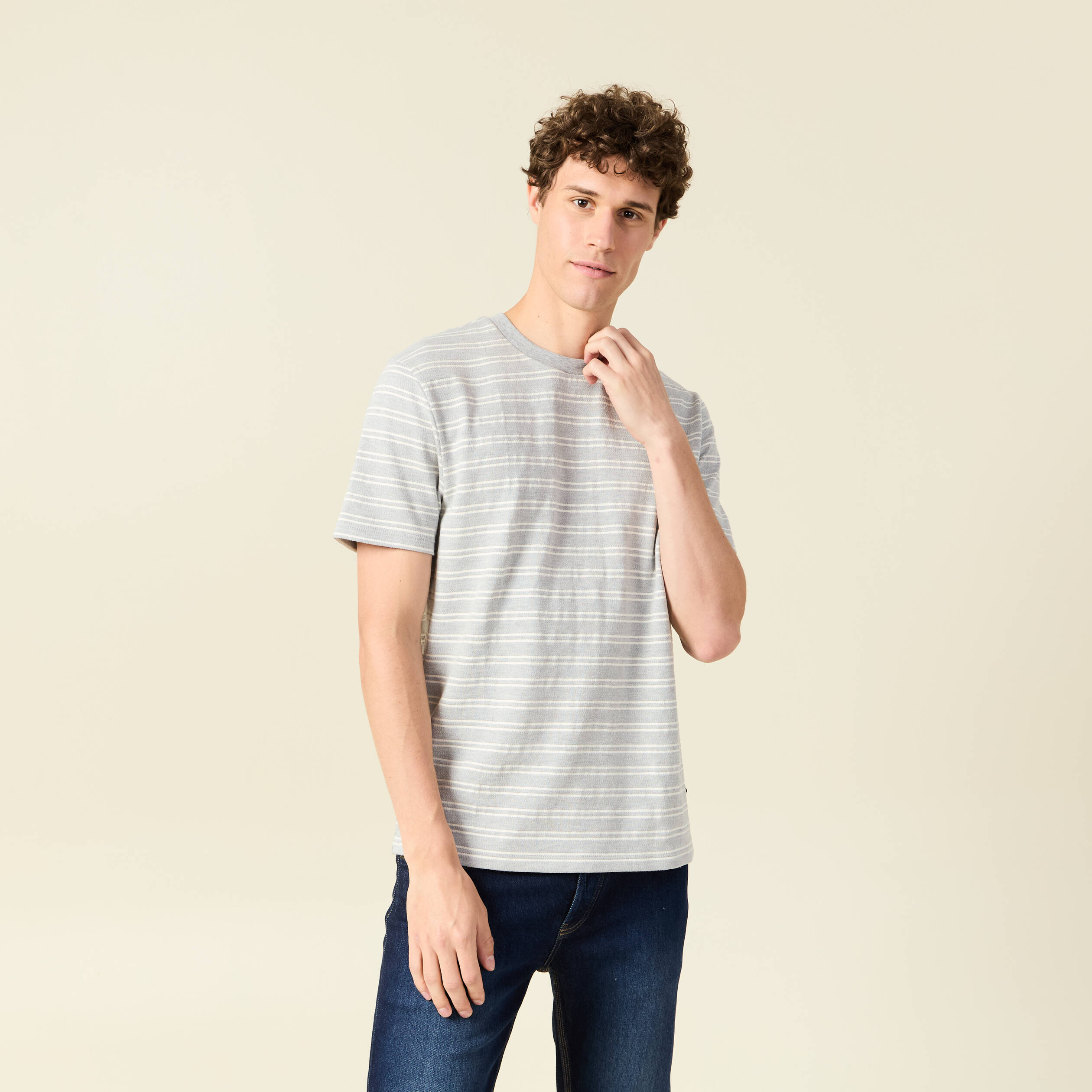 T-shirt manches courtes gris fonc&eacute; homme