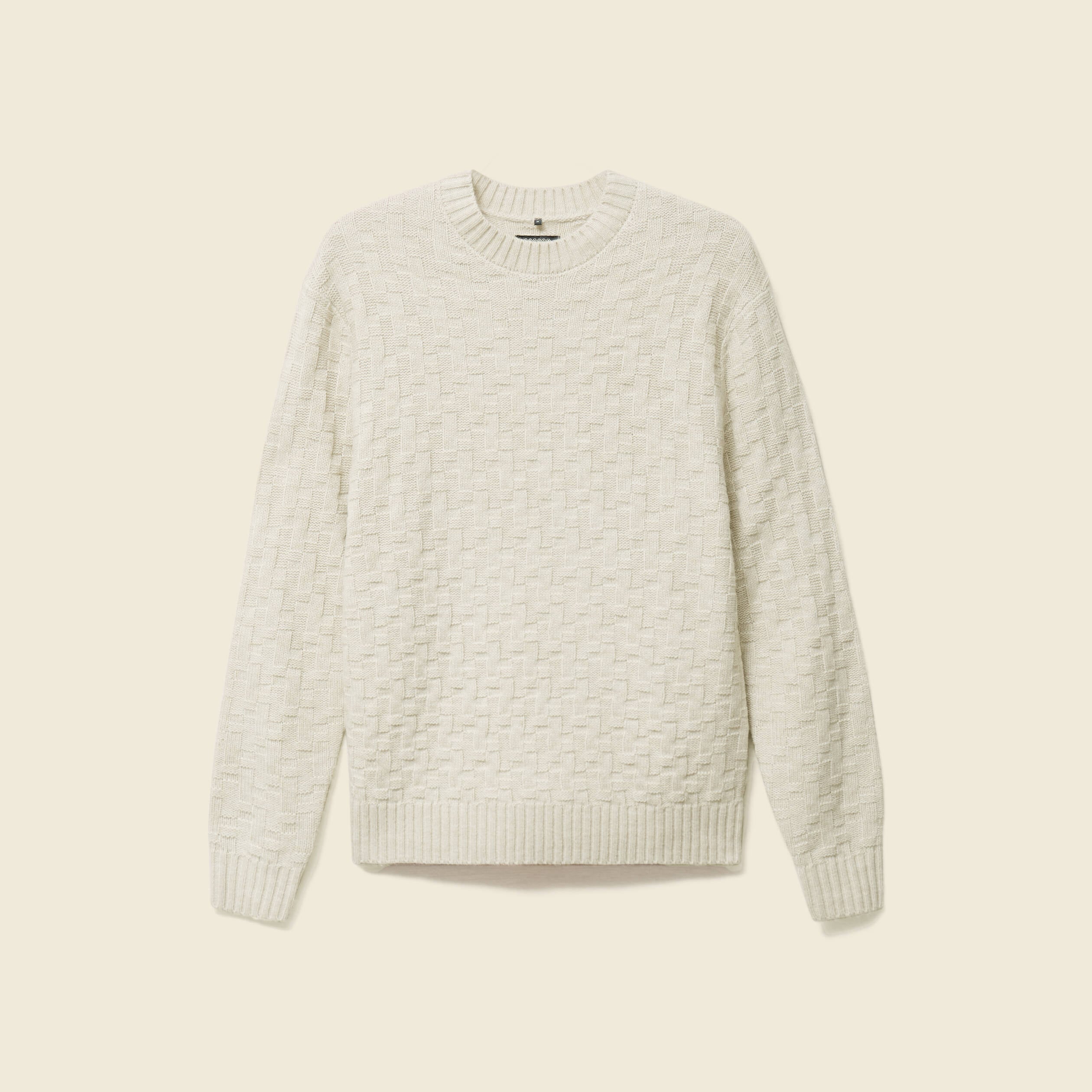 Pull manches longues col rond sable homme