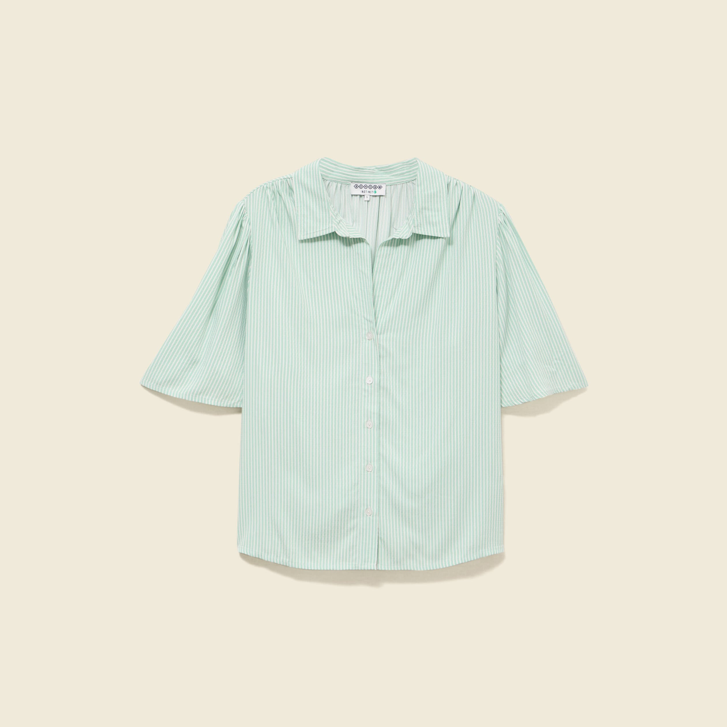 Chemise manches courtes vert pastel femme