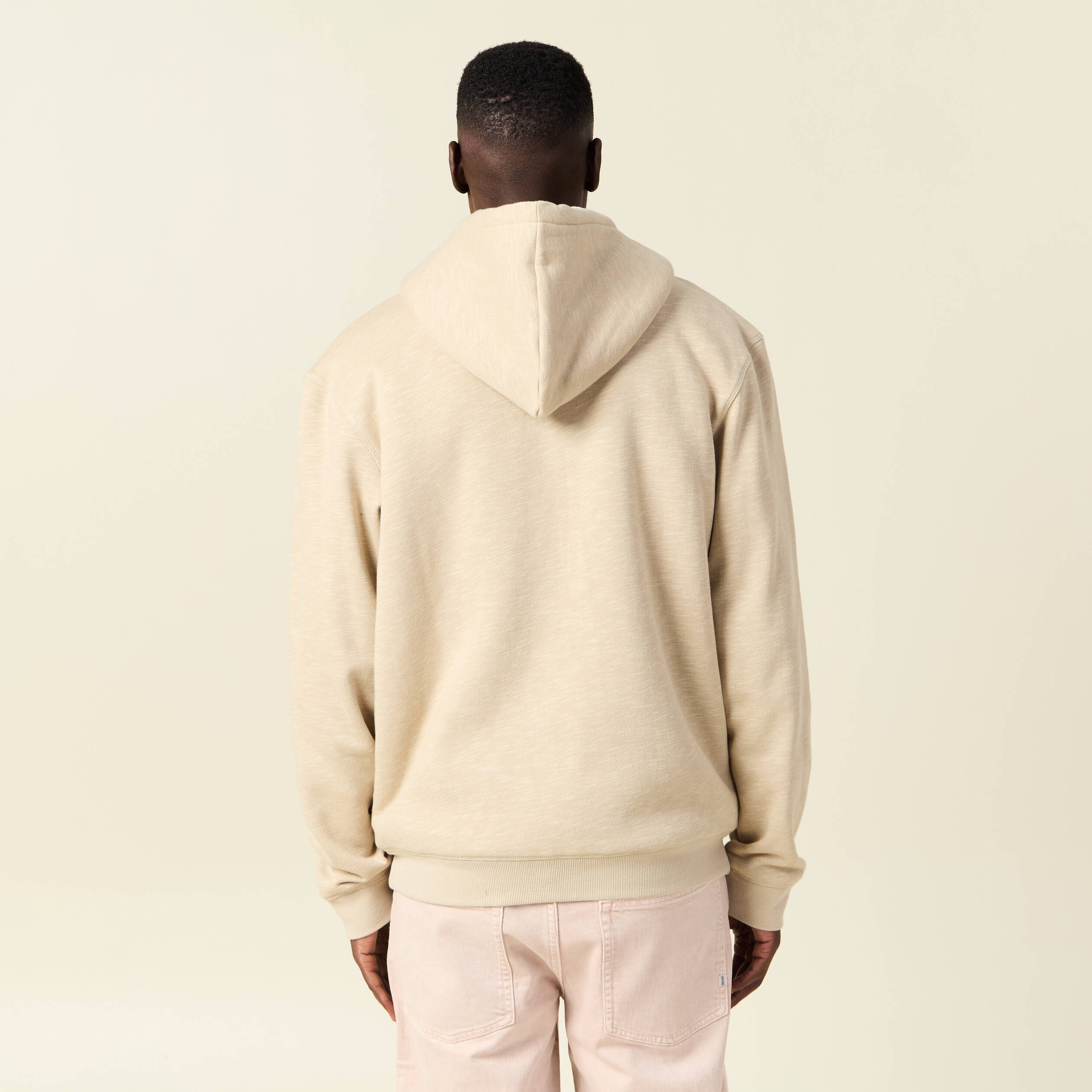 Sweat manches longues zippé beige homme