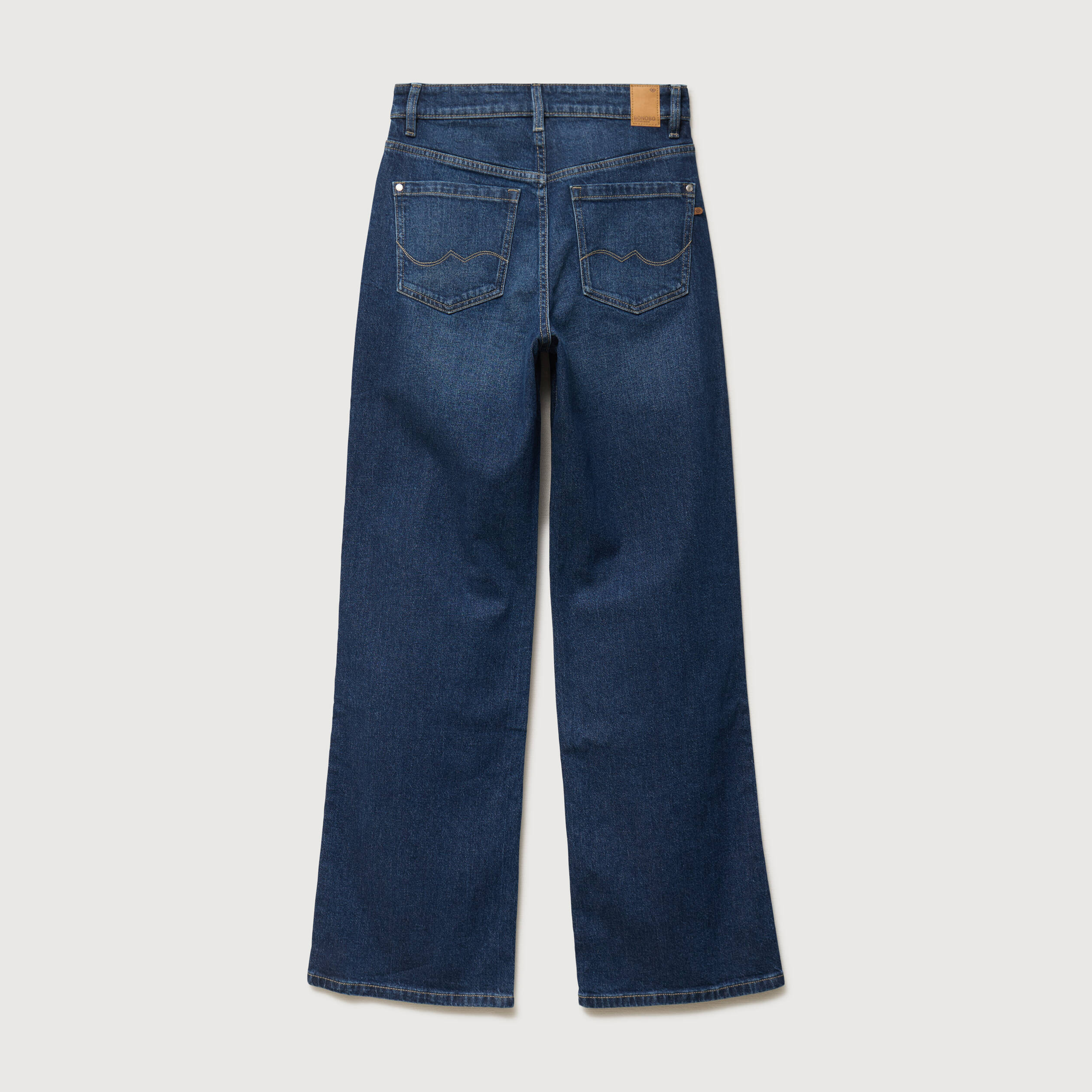 Jeans large taille haute denim brut femme