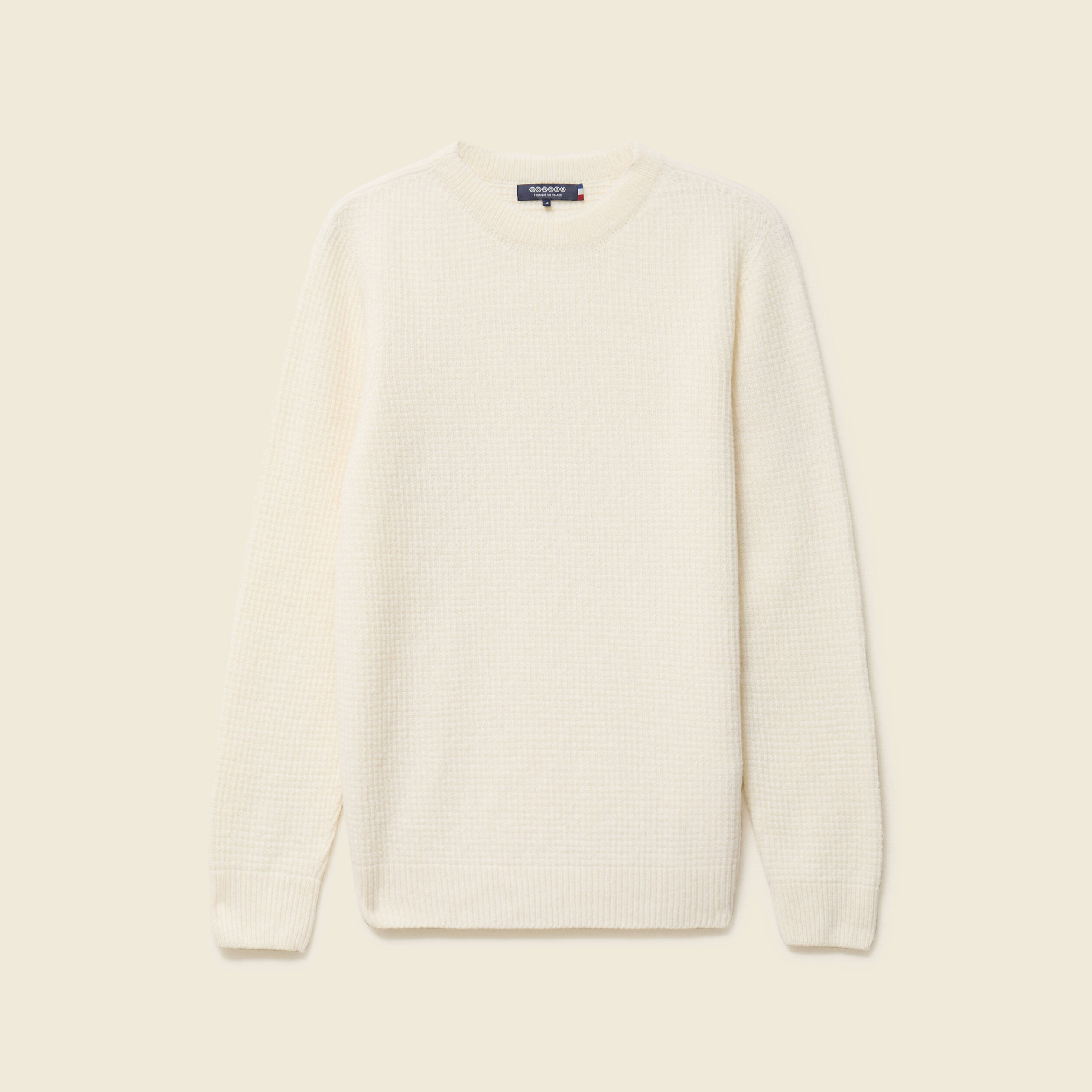 Pull manches longues fabriqu&eacute; en France ecru homme