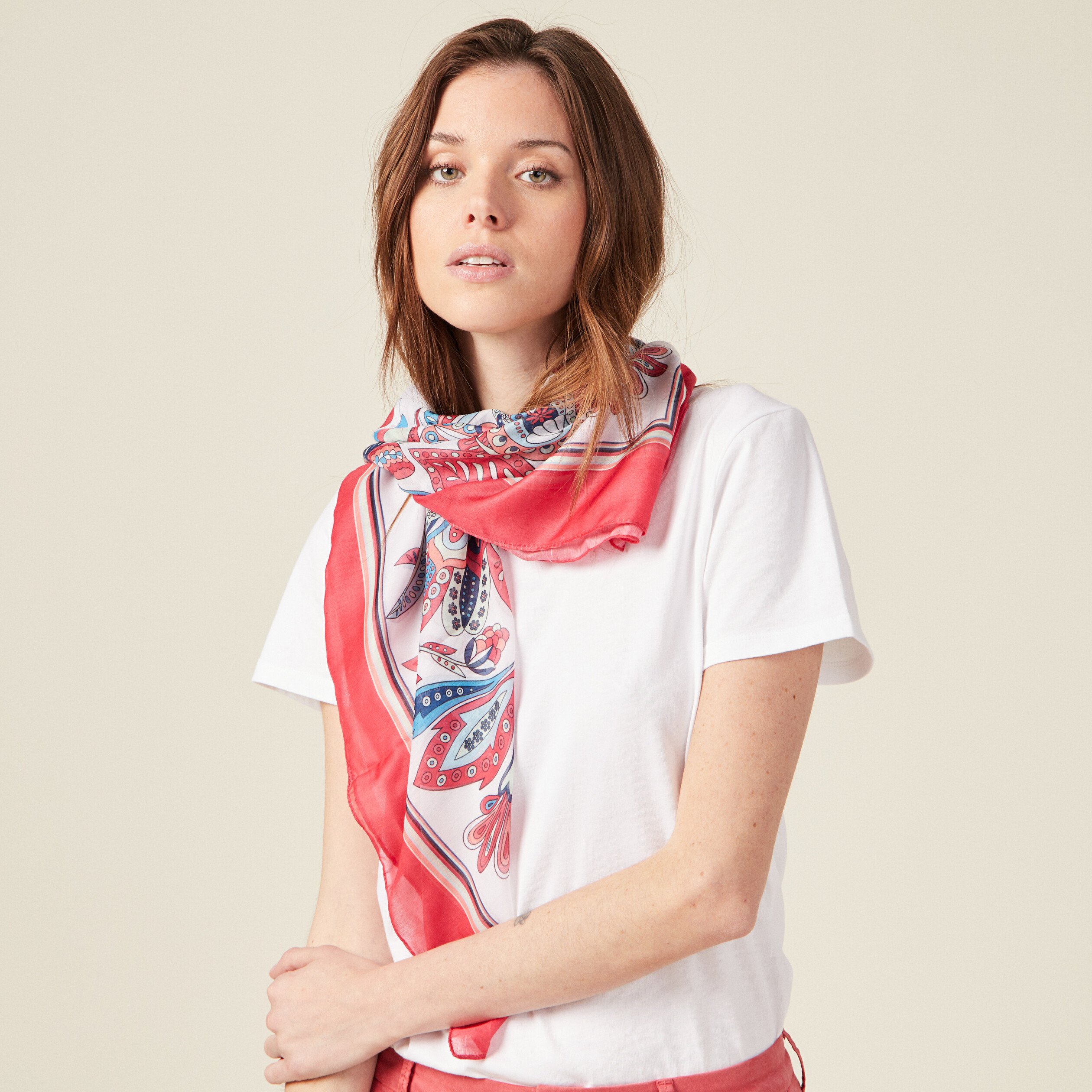 Foulard rose fushia femme