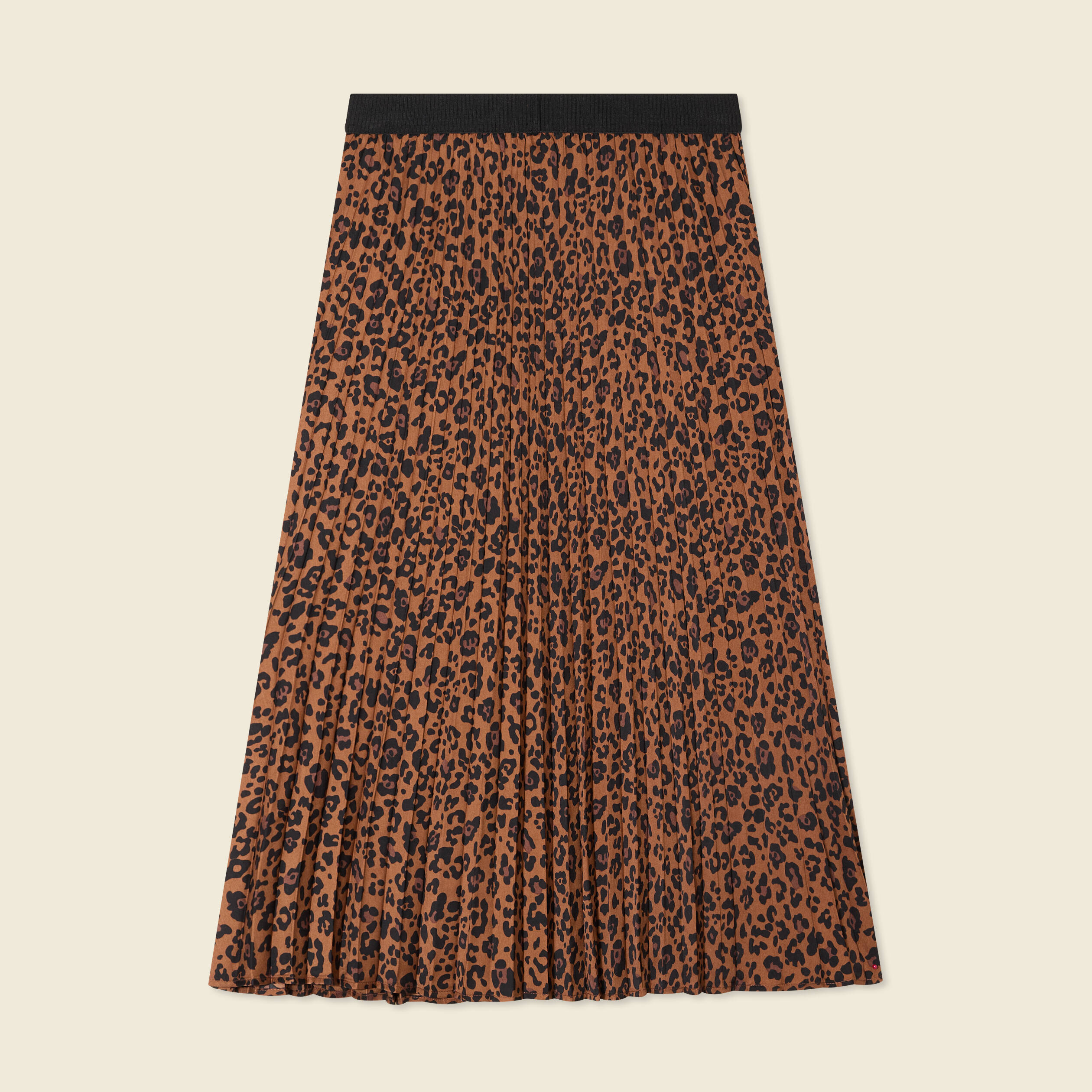 Jupe longue droite plissée marron foncé femme