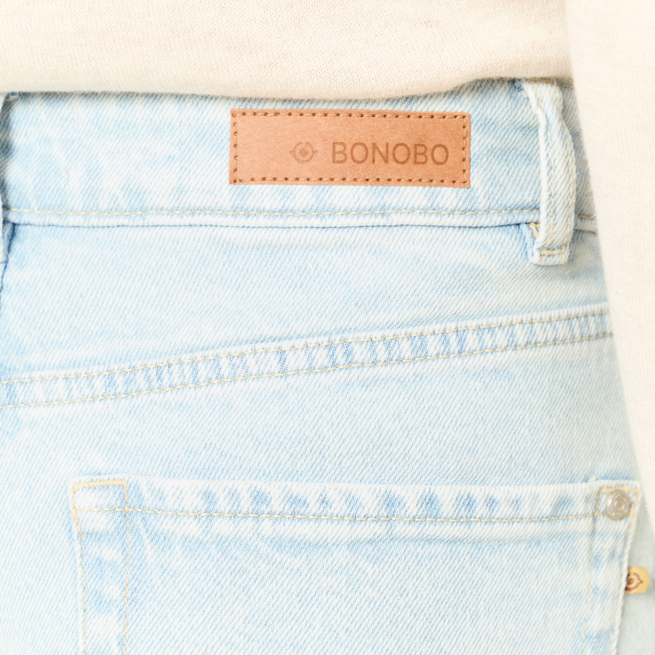 Jeans large taille haute denim snow bleu femme