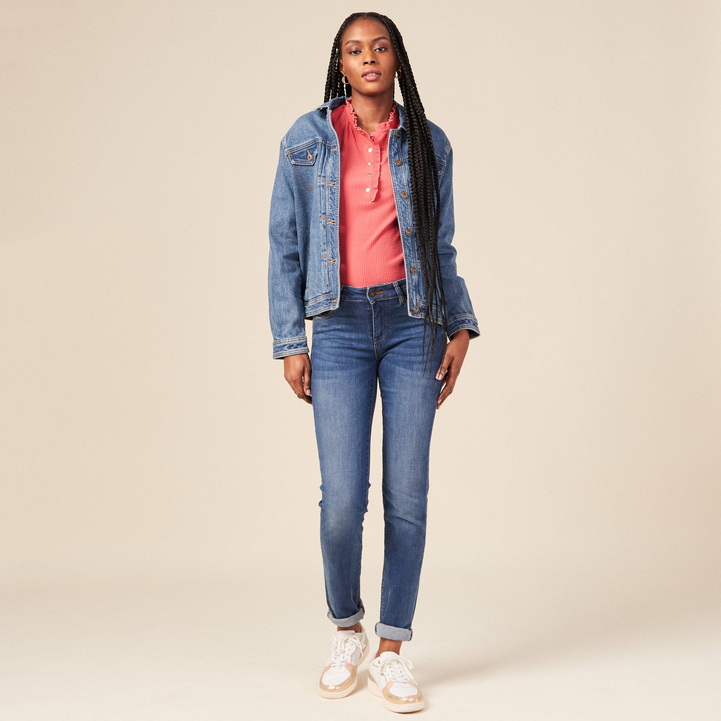 T-shirt manches longues terracotta femme