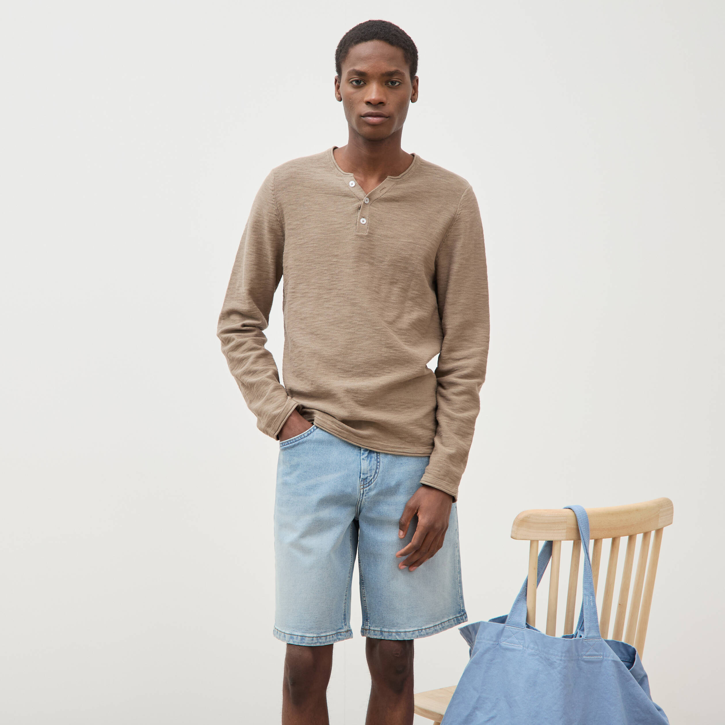 Bermuda en jeans denim bleach homme